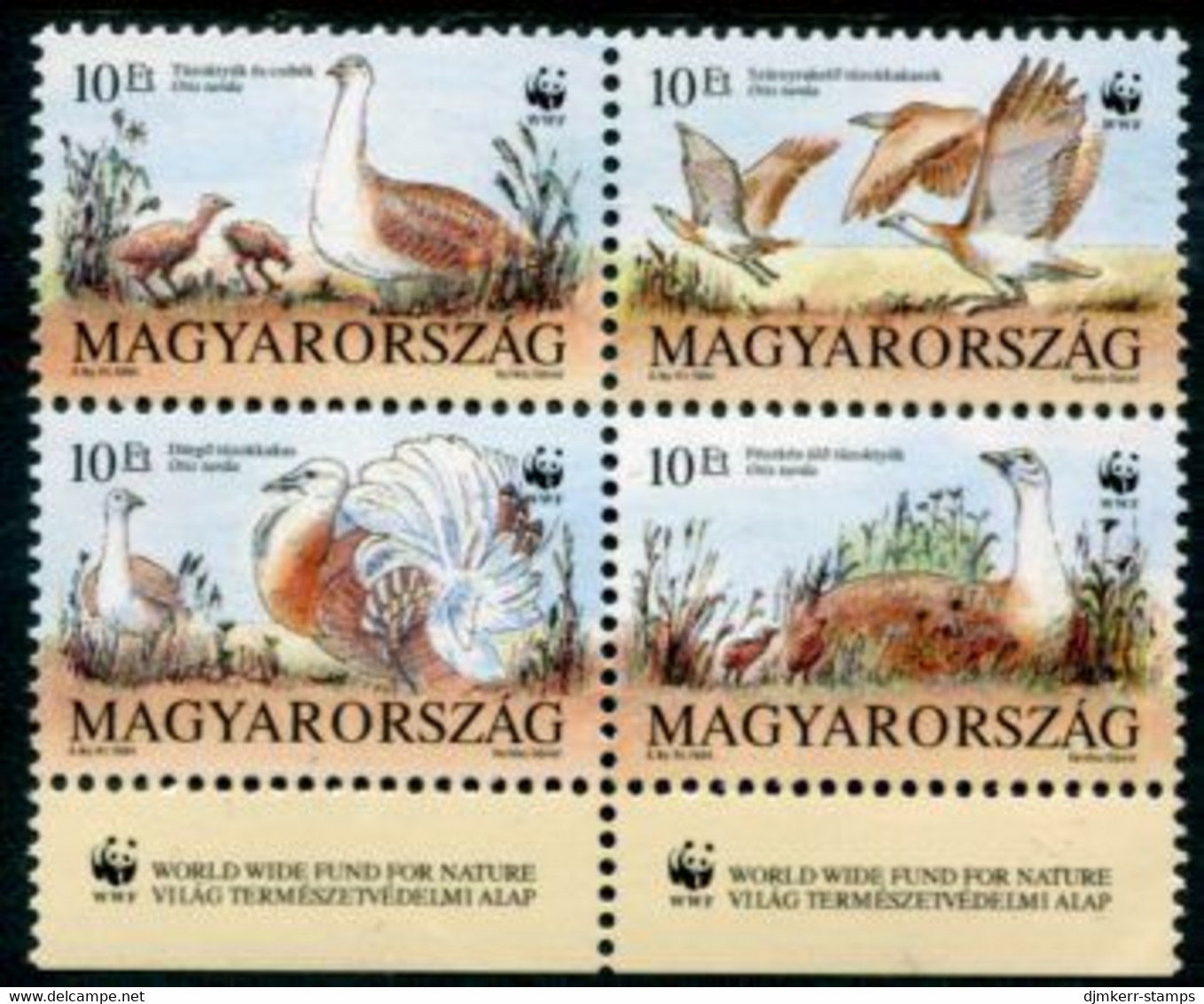 HUNGARY 1994 WWF: Great Bustard MNH / **.  Michel 4282-85 - Nuevos