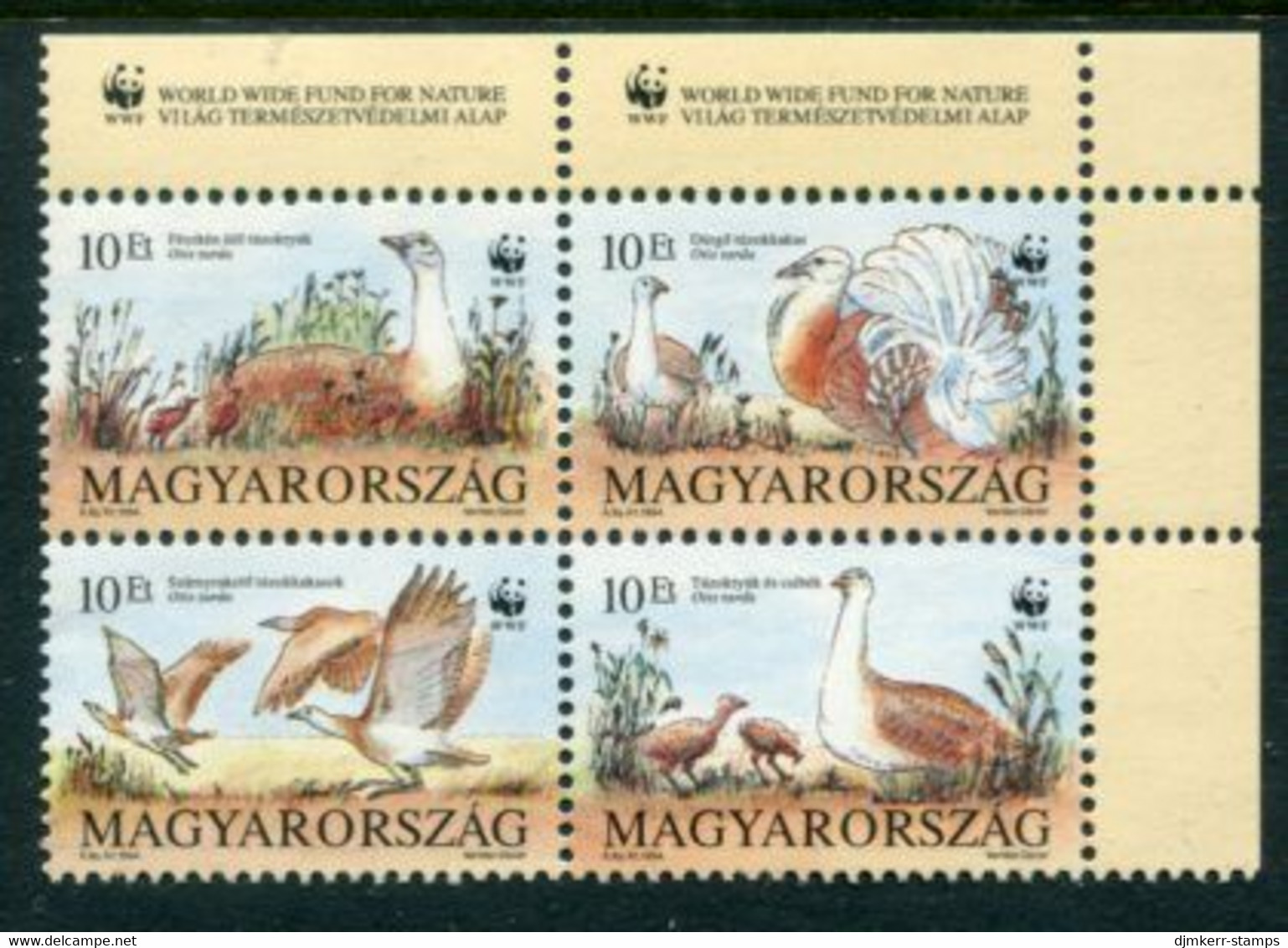 HUNGARY 1994 WWF: Great Bustard MNH / **.  Michel 4282-85 - Unused Stamps