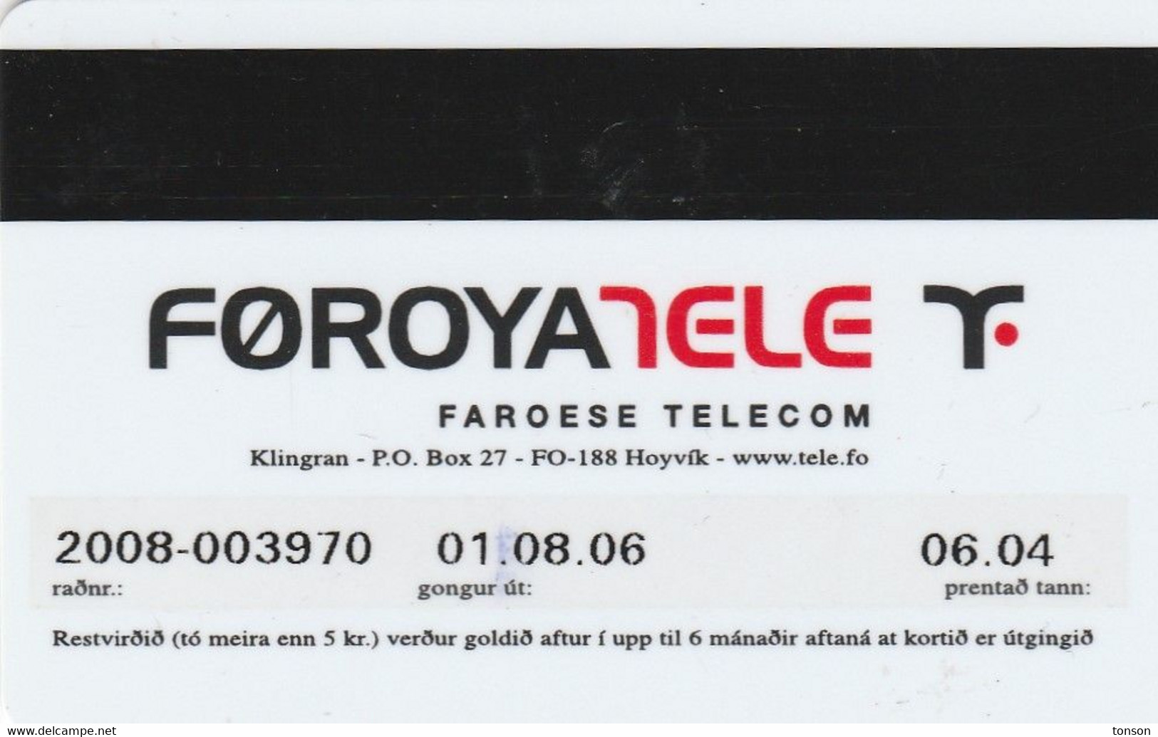 Faroe Islands, OR-003, 50 Kr ,  Planet.fo, Kool Fartelefon, 2 Scans. - Islas Faroe