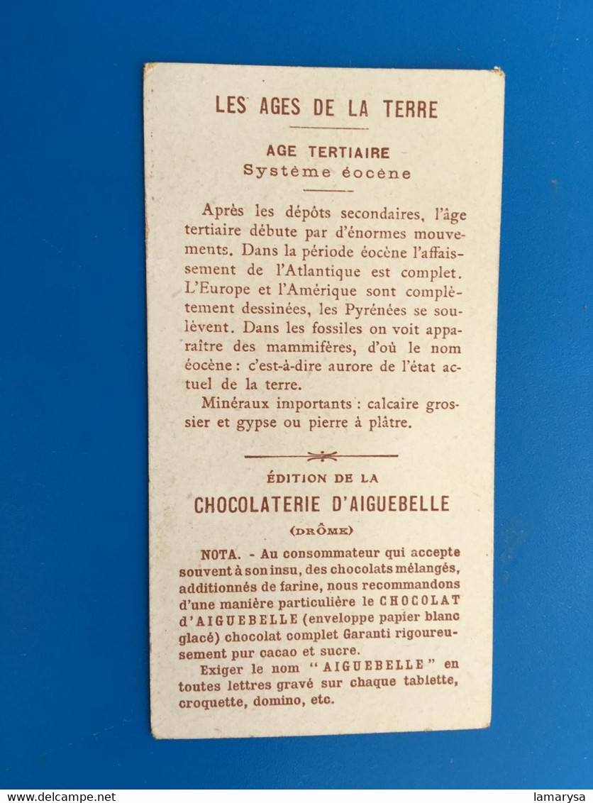 Les Ages De La Terre-Fossiles Eocène Four à Plâtre Chocolat Aiguebelle-☛Chromos-Image Chromo Chocolaterie Donzère Drôme - Aiguebelle