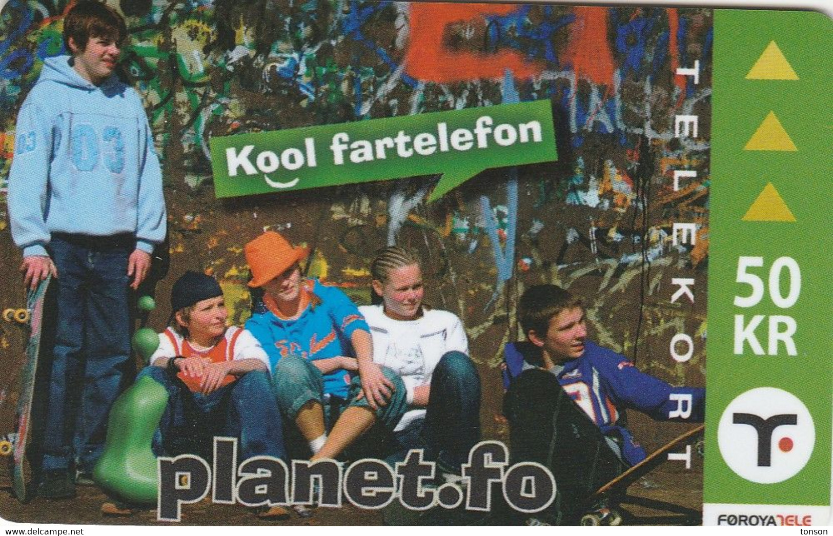 Faroe Islands, OR-004, 50 Kr ,  Planet.fo, Children, 2 Scans. - Isole Faroe