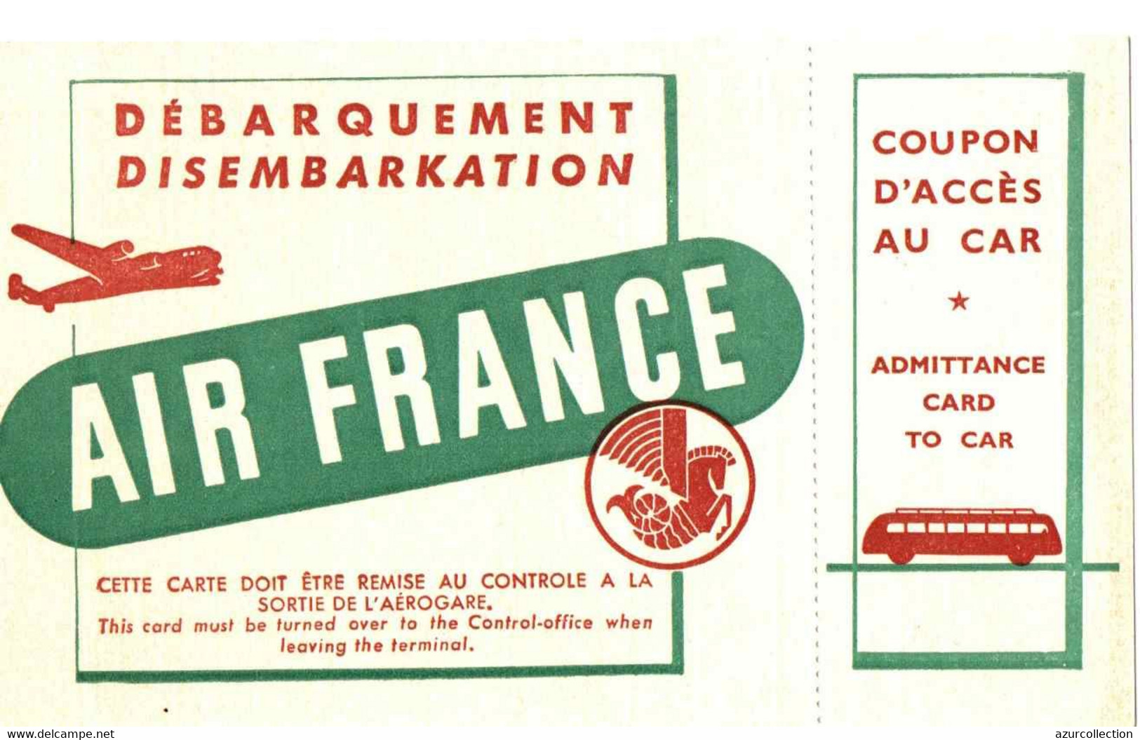 DEBARQUEMENT AIR FRANCE - Carte D'imbarco