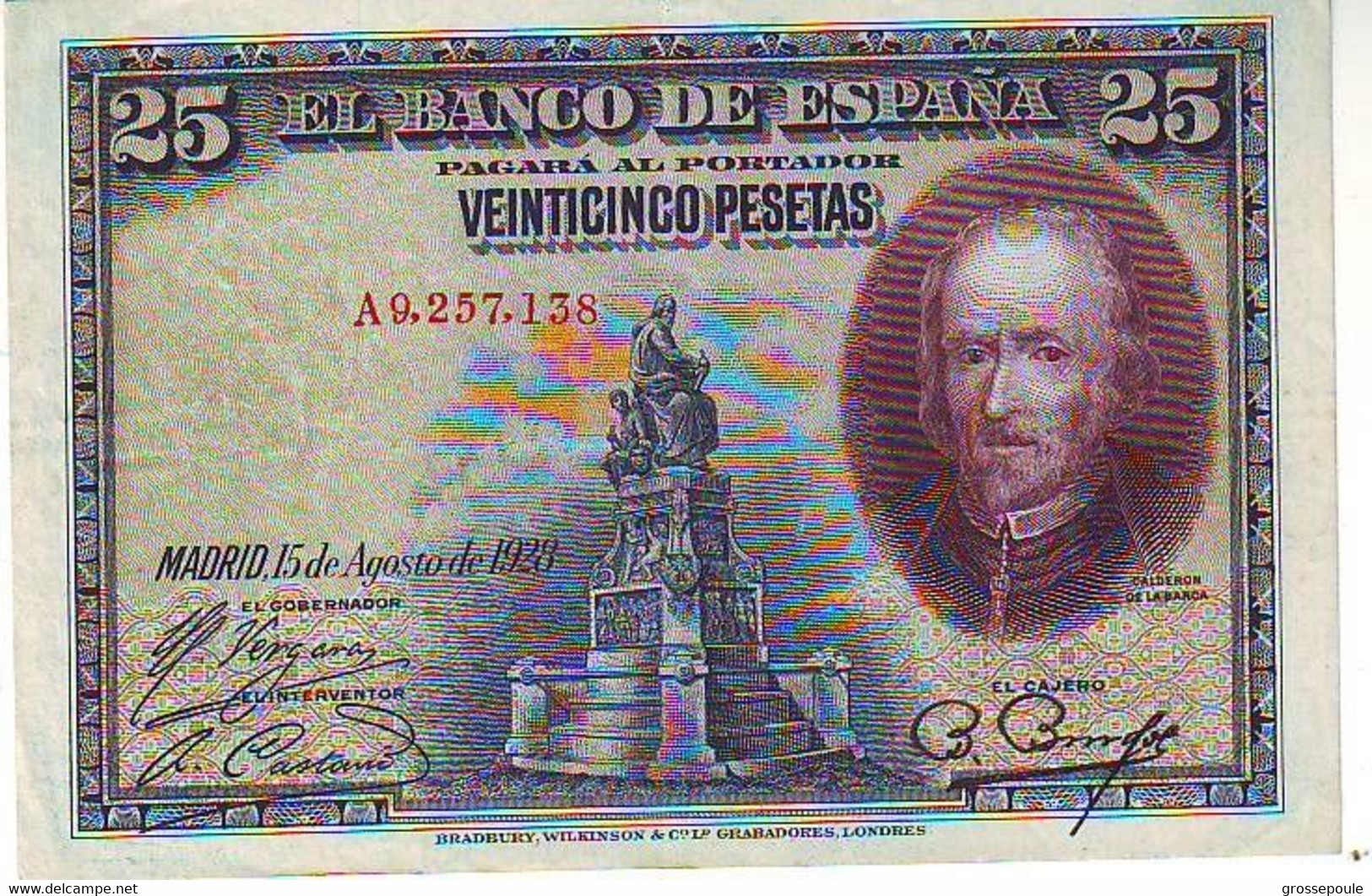 ESPAGNE - 25 PESETAS DU 15 AOUT 1928 - SERIE A -  ETAT SUP+ - 50 Pesetas