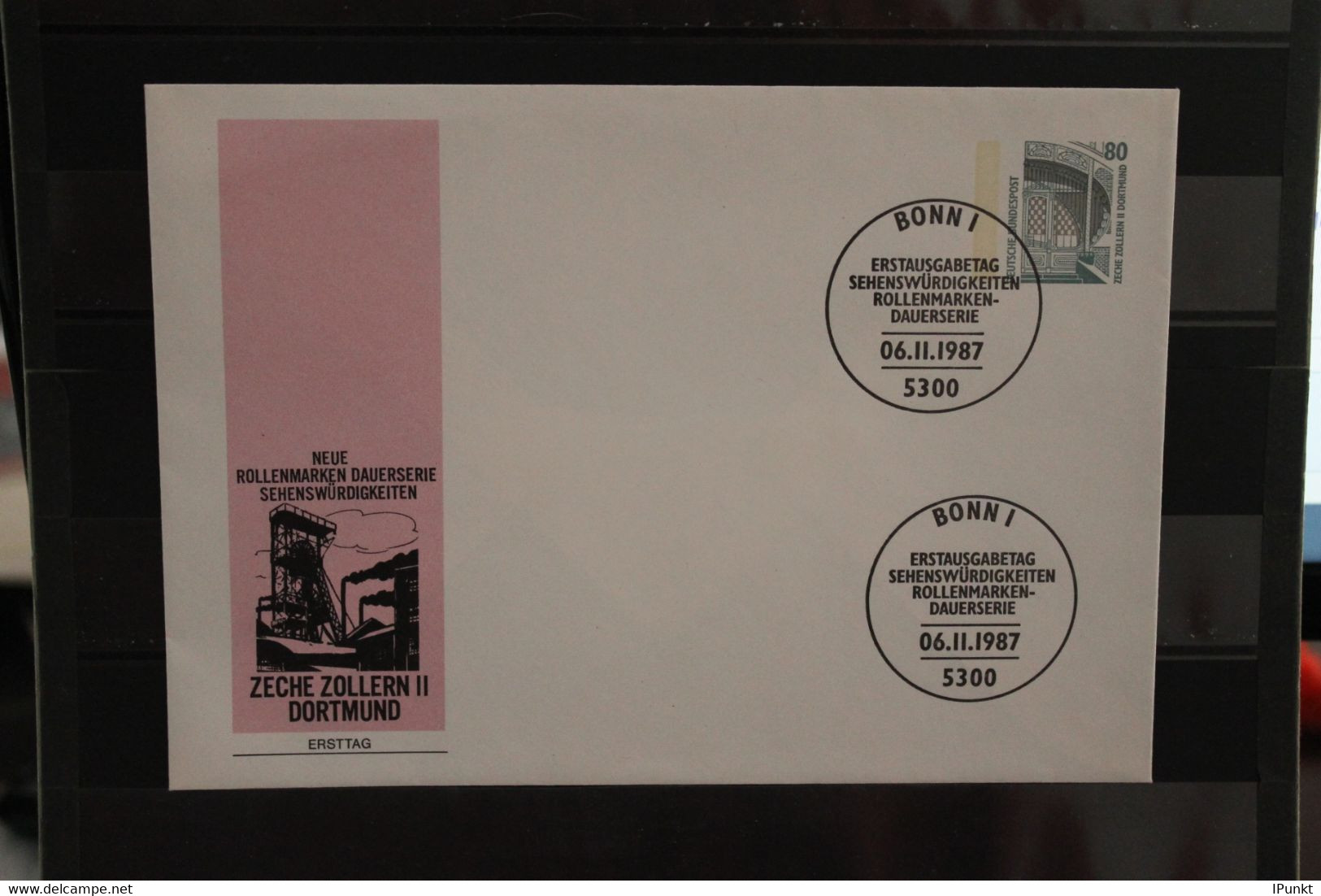 Deutschland 1987, Ganzsache: Sehenswürdigkeiten; Wertstempel 80 Pf. Zeche Zollern II, ESST - Enveloppes Privées - Oblitérées