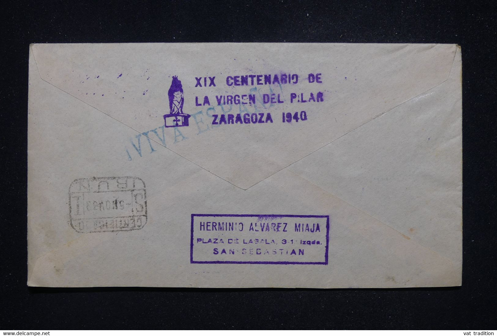 ESPAGNE - Enveloppe En Recommandé De San Sebastian Pour Paris Avec Cachet De Censure En 1939 - L 96968 - Marques De Censures Nationalistes
