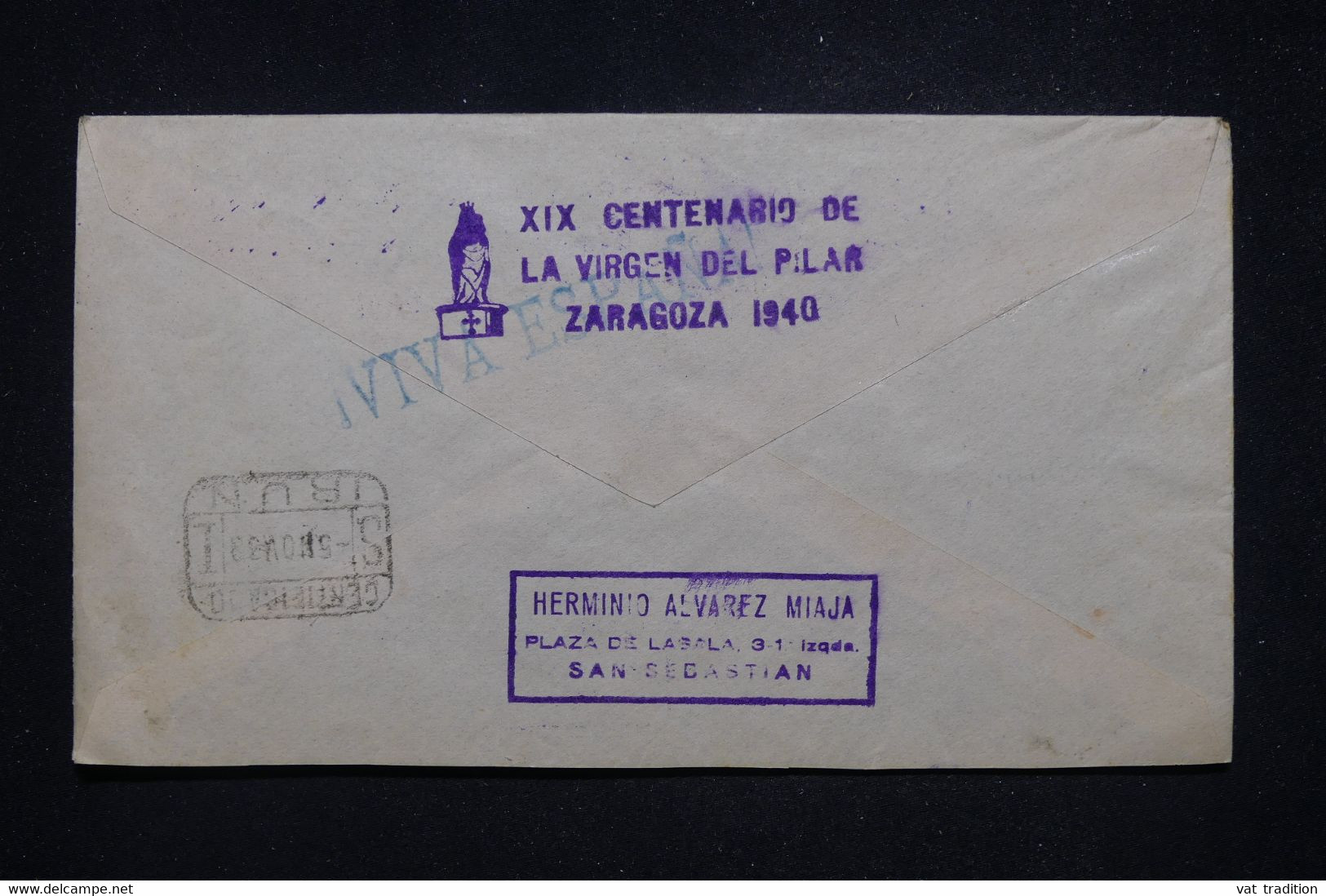 ESPAGNE - Enveloppe En Recommandé De San Sebastian Pour Paris Avec Cachet De Censure En 1939 - L 96968 - Nationalistische Censuur