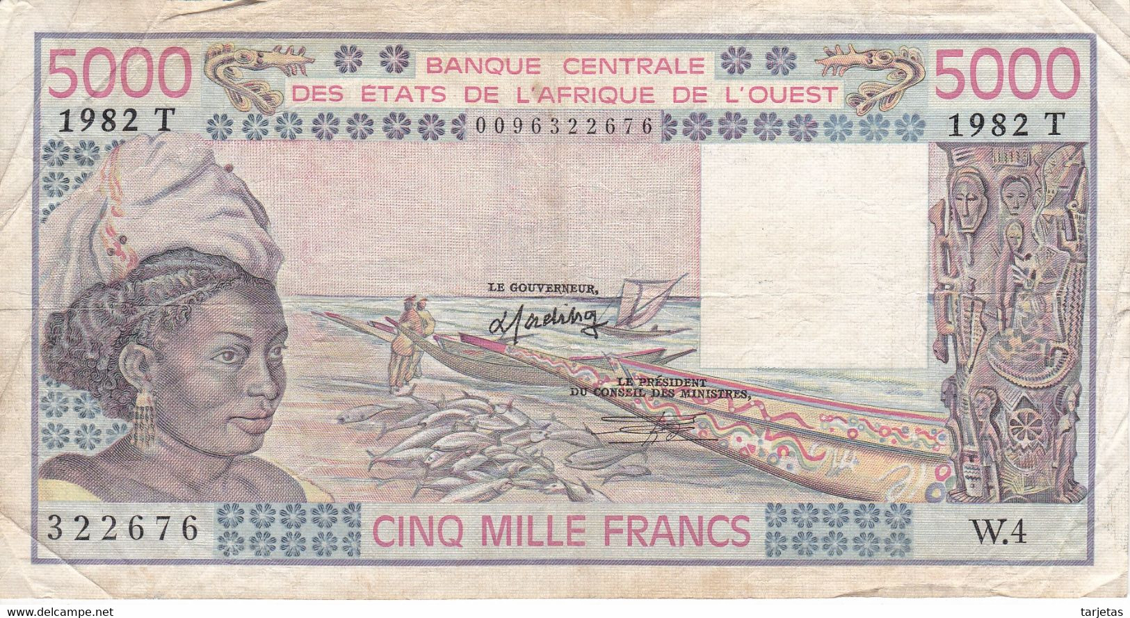 BILLETE DEL TOGO DE 5000 FRANCS DEL AÑO 1982  (BANKNOTE) - Togo