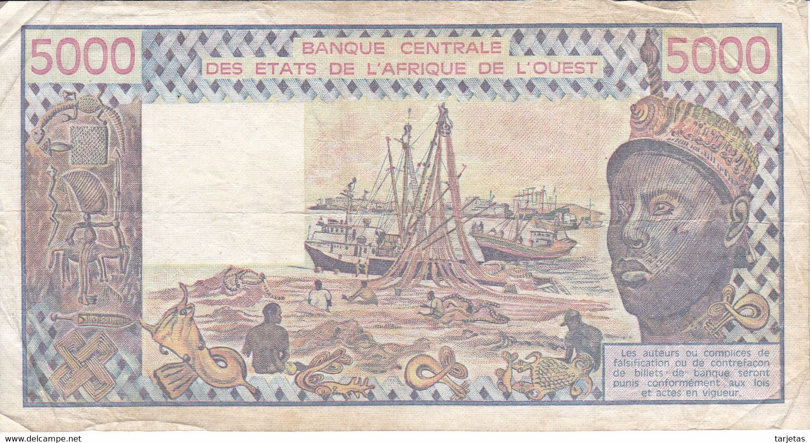 BILLETE DEL TOGO DE 5000 FRANCS DEL AÑO 1982  (BANKNOTE) - Togo