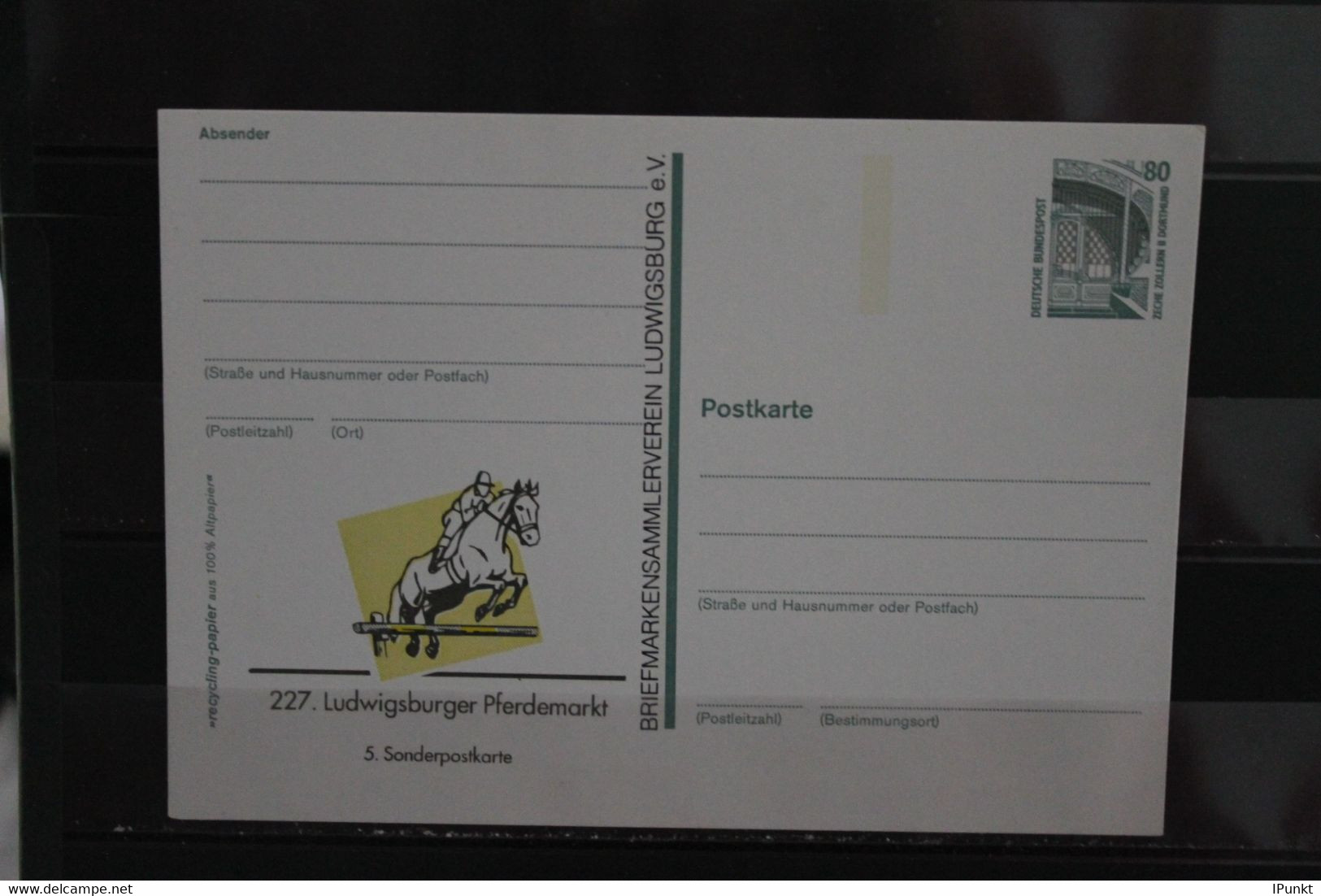 Deutschland 1995, Ganzsache:  227. Ludwigsburger Pferdemarkt; Wertstempel 80 Pf. Sehenswürdigkeiten - Privatpostkarten - Ungebraucht