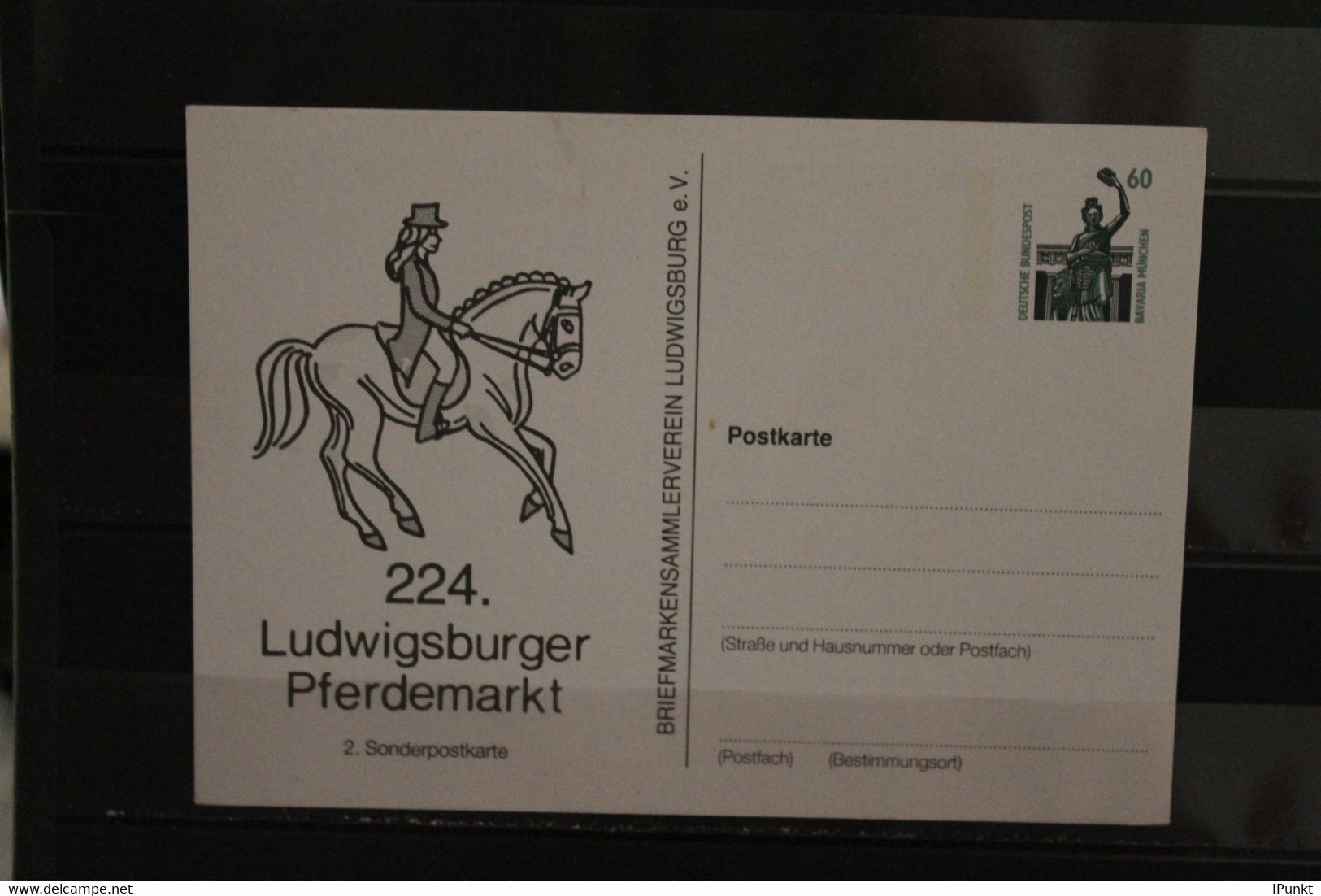 Deutschland 1992, Ganzsache:  224. Ludwigsburger Pferdemarkt; Wertstempel 60 Pf. Sehenswürdigkeiten - Privatpostkarten - Ungebraucht