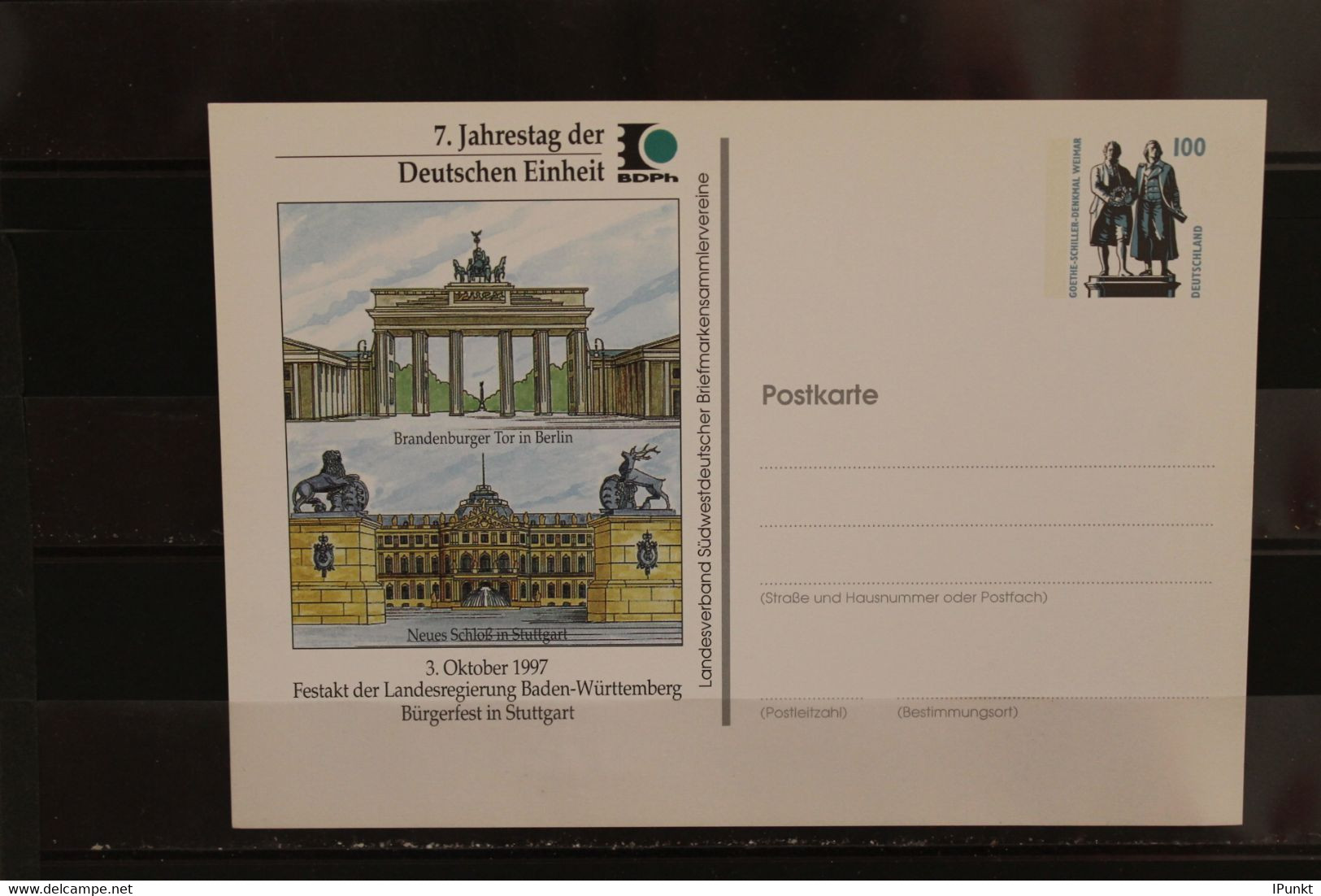 Deutschland, Ganzsache: 7. Jahrestag Der Deutschen Einheit; Wertstempel 100 Pf. Sehenswürdigkeiten - Cartes Postales Privées - Neuves