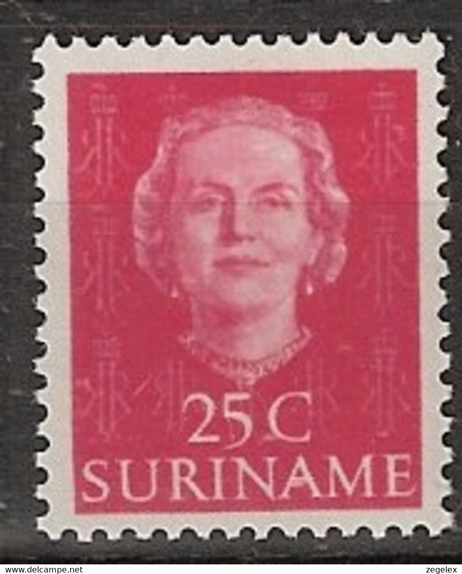 Suriname 1951 Koningin Juliana 25 Ct.  NVPH 288 Ongestempeld/MH/* - Surinam ... - 1975