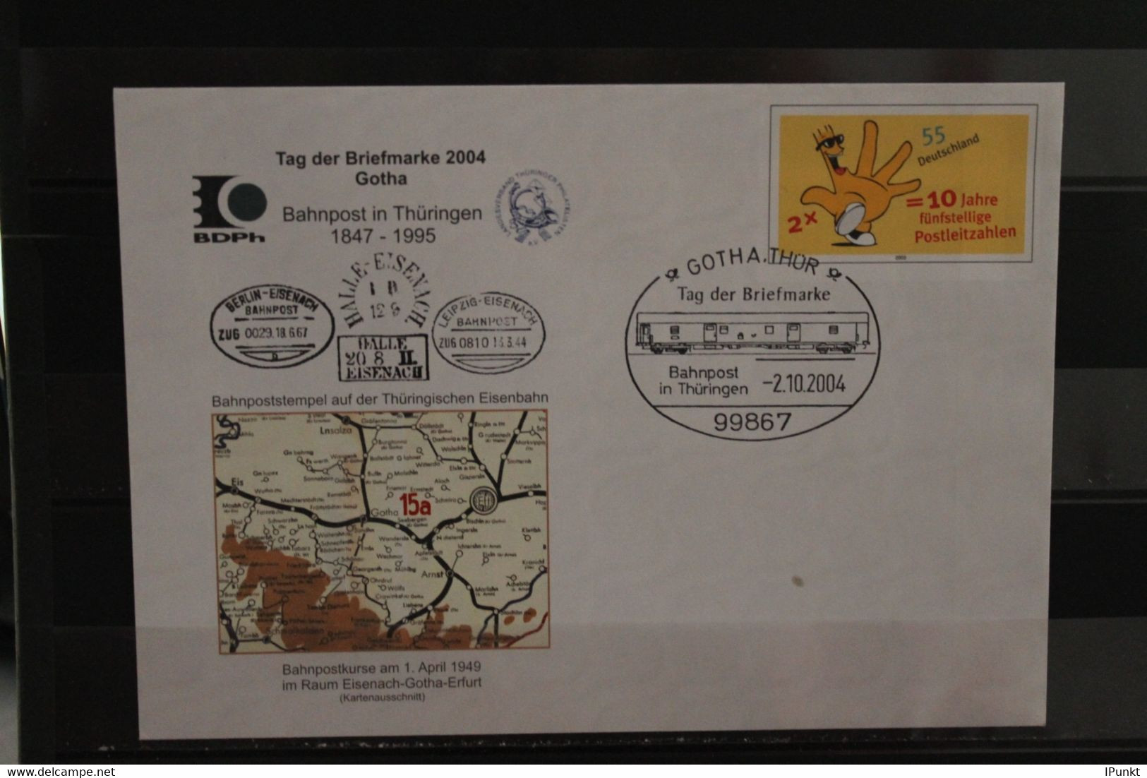 Deutschland 2004, Ganzsache: Tag Der Briefmarke 2004 - Gotha - Bahnpost In Thüringen - Enveloppes Privées - Oblitérées