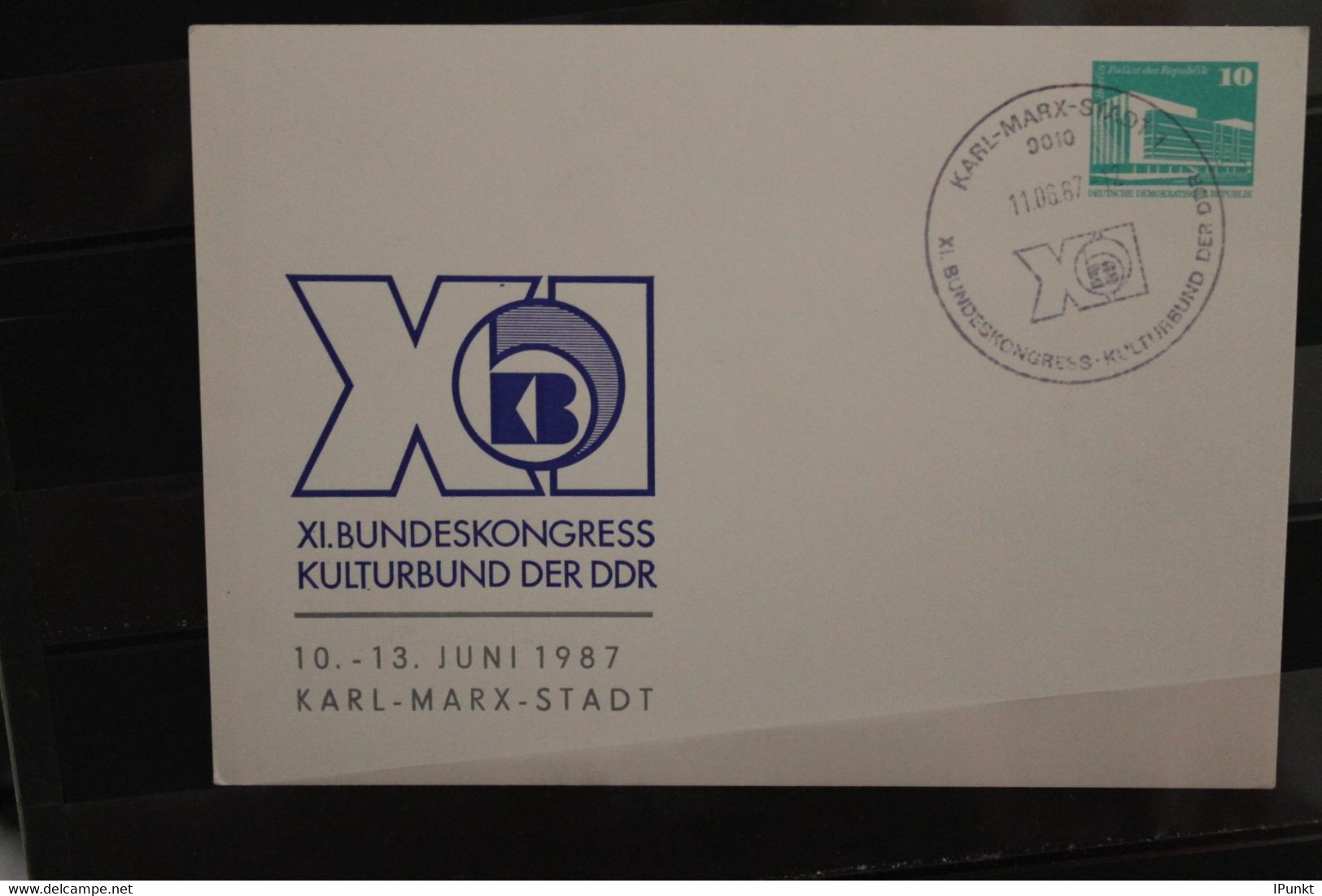 DDR 1987, Ganzsache Bundeskongress Kulturbund - Karl-Marx-Stadt - Privé Postkaarten - Gebruikt