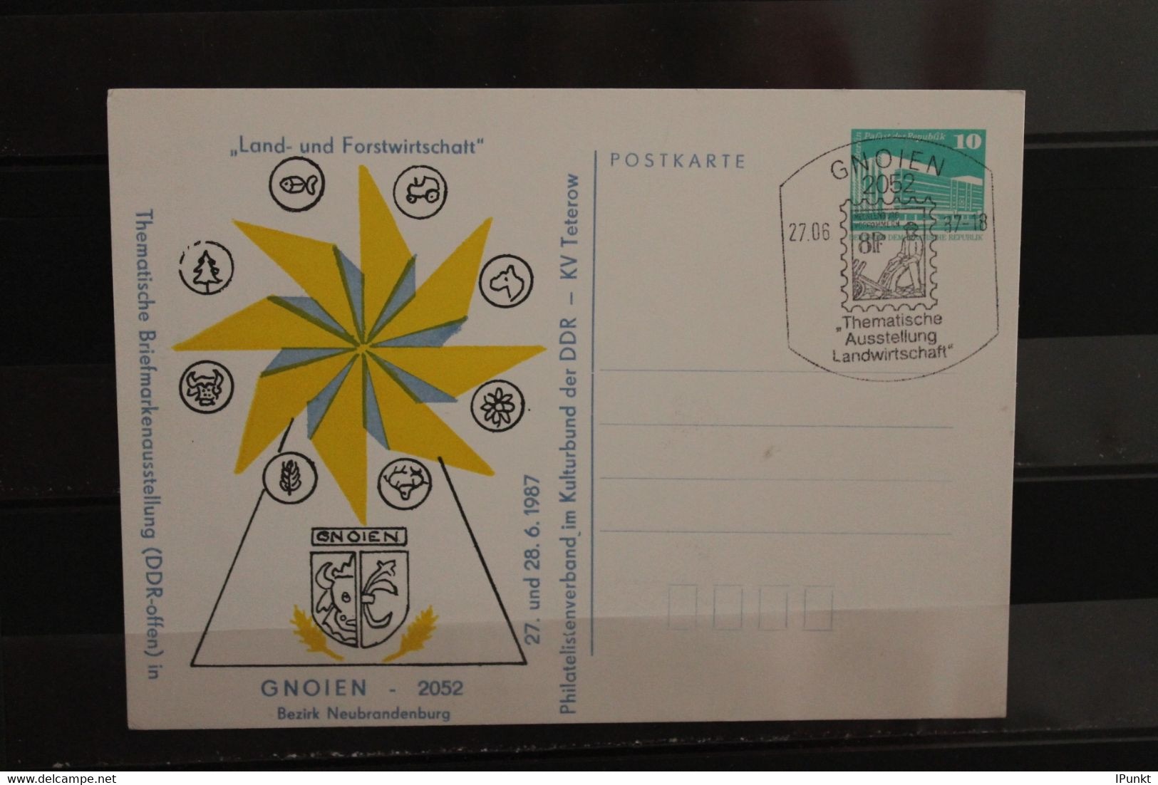 DDR 1987, Ganzsache Briefmarkenausstellung Gnoien - Private Postcards - Used