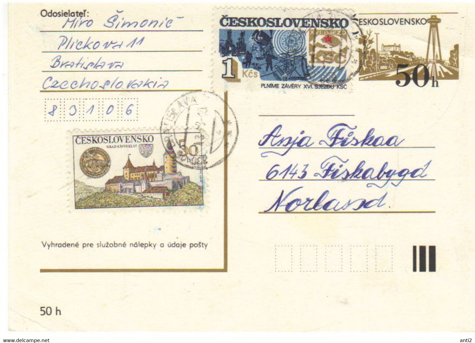 Czechoslovakia Card With Imprinted Stamp + 2 Stamps - - Other & Unclassified