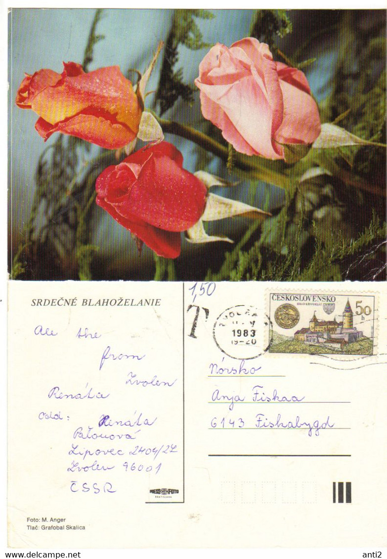 Czechoslovakia 1983 Flower Card  - Cancelled - Other & Unclassified