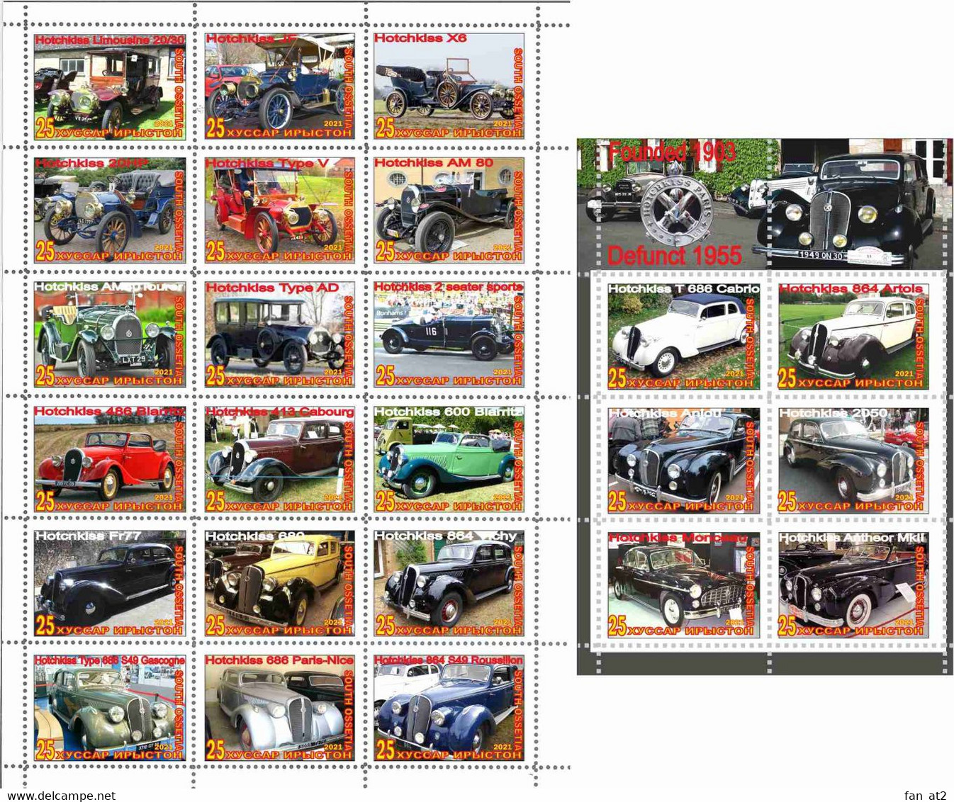 Fantazy Labels / Private Issue. Automotive History. Transport. Cars Hotchkiss . France . 2021 - Etichette Di Fantasia