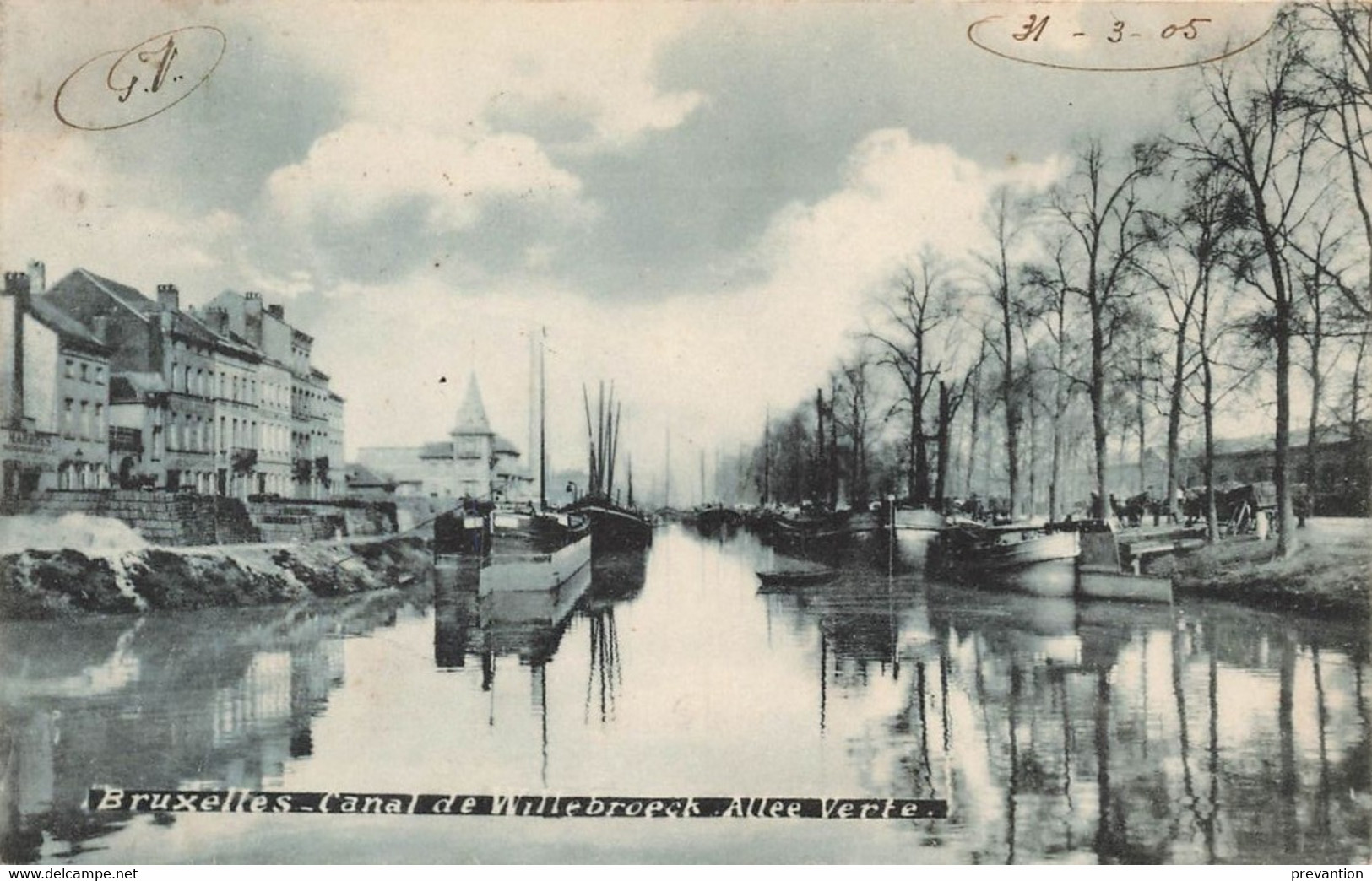 BRUXELLES - Canal De Willebroeck Allée Verte - Carte Circulé En 1905 - Navegación - Puerto