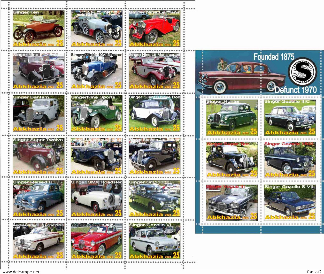 Fantazy Labels / Private Issue. Automotive History. Transport. Singer Motors . England. 2021 - Etichette Di Fantasia