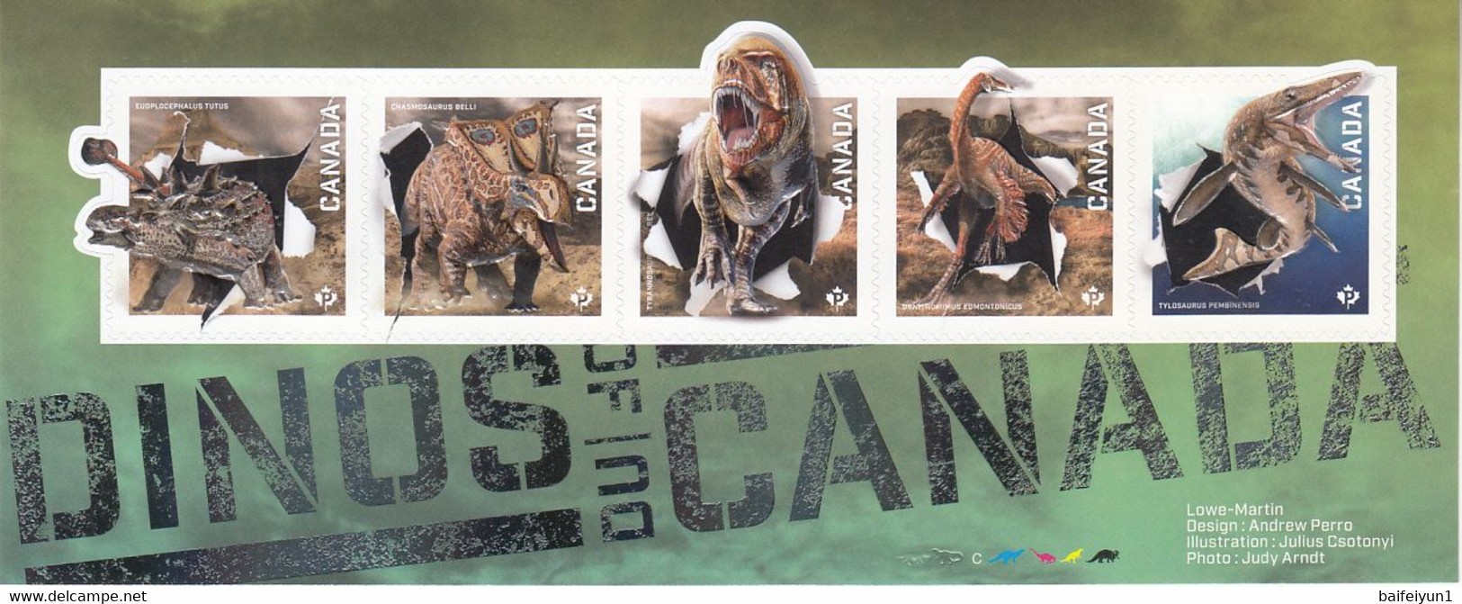 2015 Canada Stamps SC# 2823 Dinosaurs Of Canada Sheetlet Hologram - Hologramme