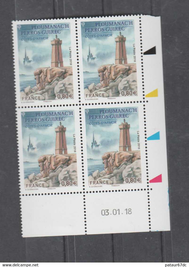 FRANCE / 2018 / Y&T N° 5244 ** : Ploumanac'h - Perros-Guirrec (Côtes-d'Armor) X 4 - Coin Daté 2018 01 03 - 2010-2019