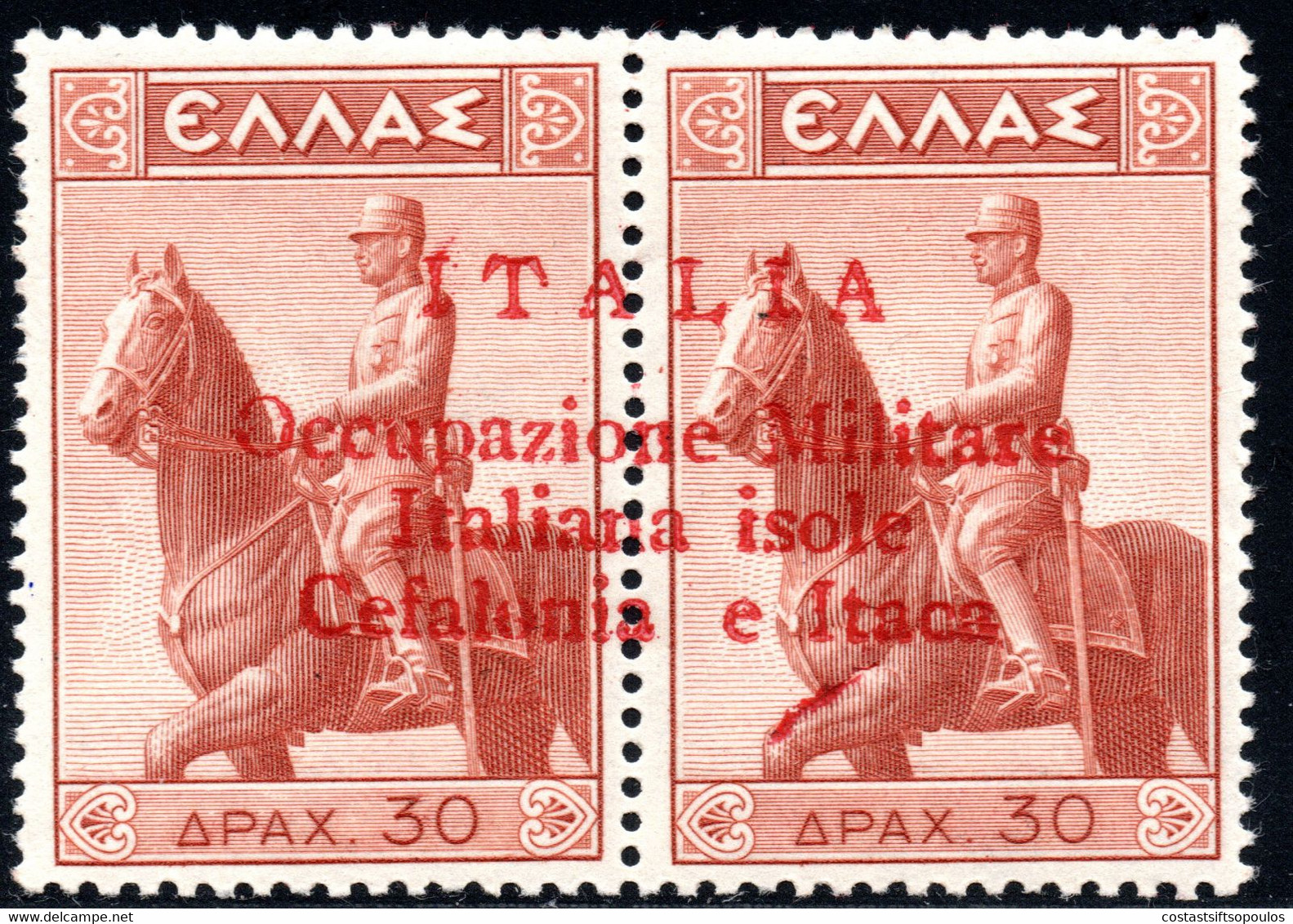 165.GREECE,ITALY,IONIAN,CEFALONIA,1941 30DR.RIDER,RED OVERPRINT???,MNH,POSSIBLY PRIVATE - Ionische Eilanden