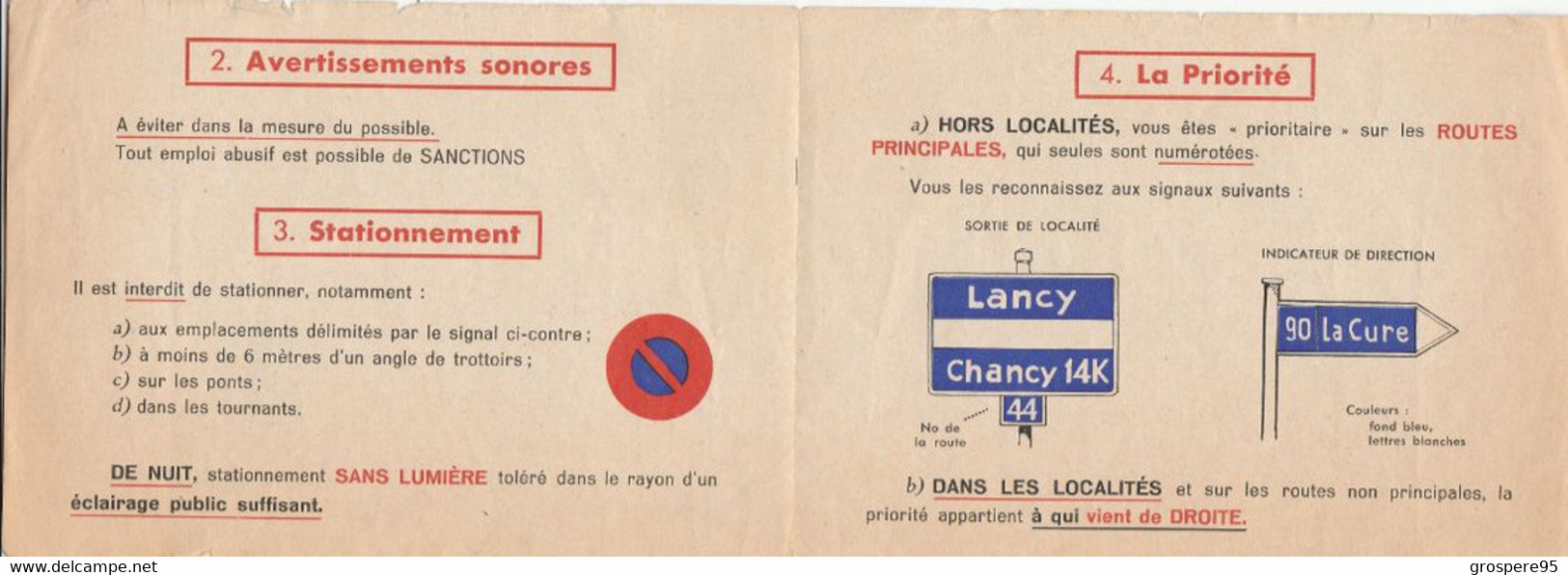 TOURING CLUB SUISSE SECTION GENEVOISE  PANNEAUX LANCY CHANCY LA CURE 1952 - KFZ