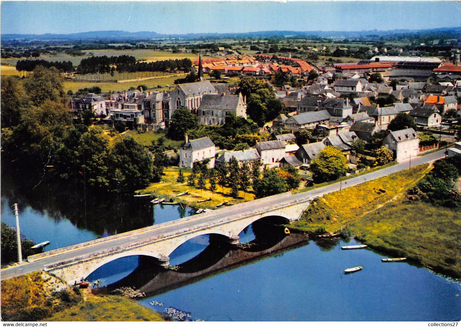 49-SECHE-SUR-LE-LOIR-VUE GENERALE AERIENNE ET PONT SUR LE LOIR - Seiches Sur Le Loir