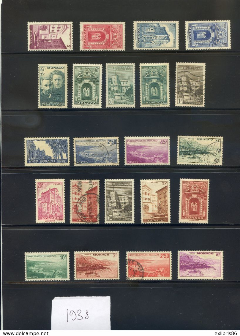 TIMBRES MONACO REF040521LI, Timbres Année 1938 Complète N° 167 à N° 183, Mix NSG, Charnière, Oblitéré - Altri & Non Classificati