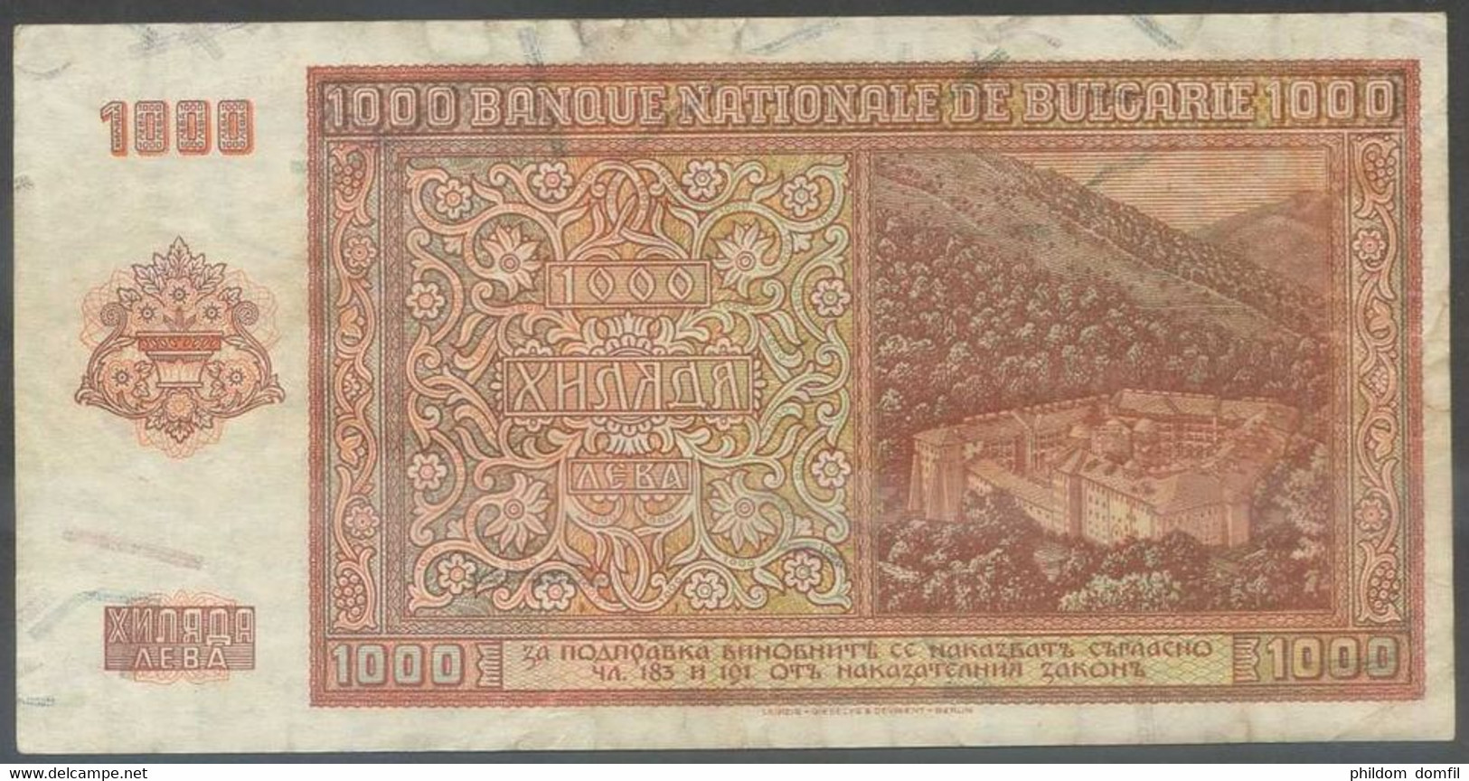 Ref. 6831-7337 - BIN BULGARIA . 1942. BULGARIA 1000 LEVA 1942 - Bulgaria