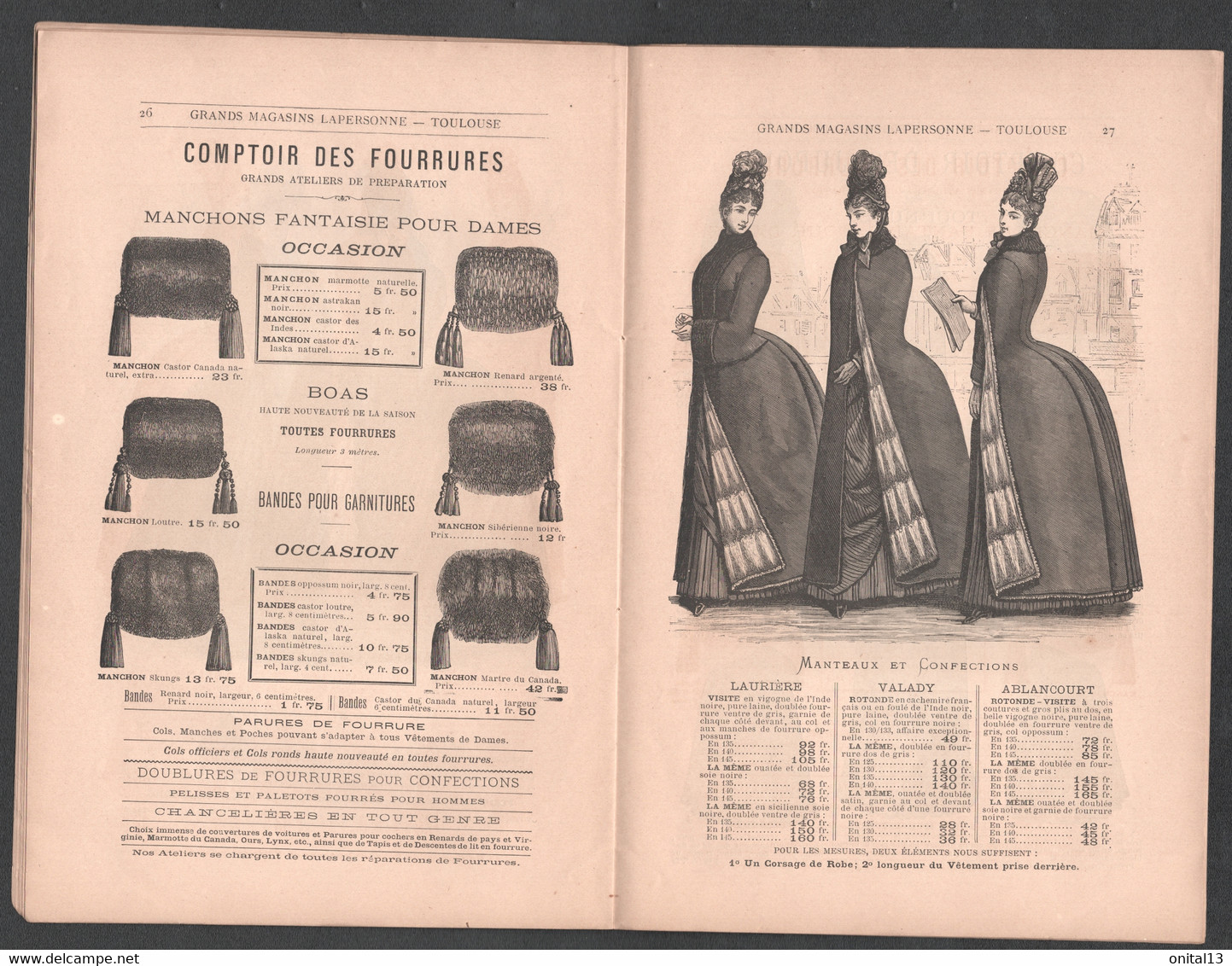 1887 GRANDS MAGASINS LAPERSONNE TOULOUSE / ALBUM DES MODES D'HIVER Z1 - Otros & Sin Clasificación