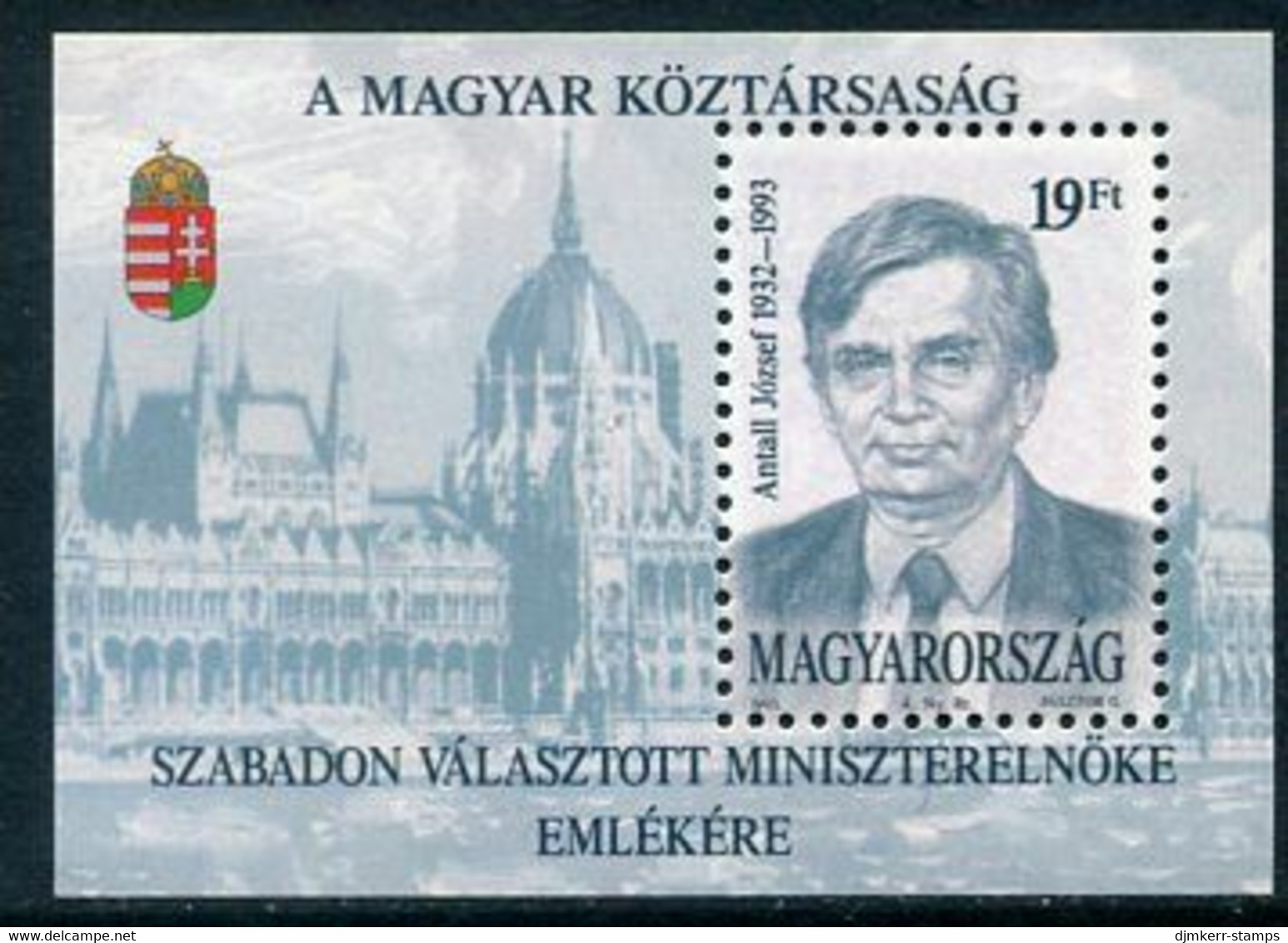 HUNGARY 1993 Death Of Antall Block MNH / **.  Michel Block 229 - Hojas Bloque