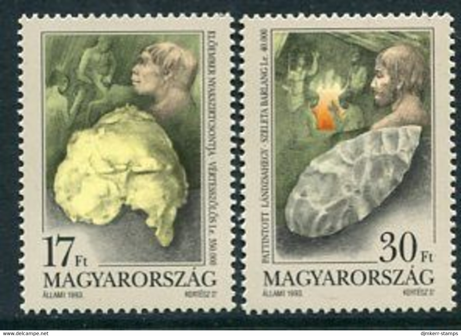 HUNGARY 1993 Paleolithic Remains MNH / **.  Michel 4266-67 - Unused Stamps