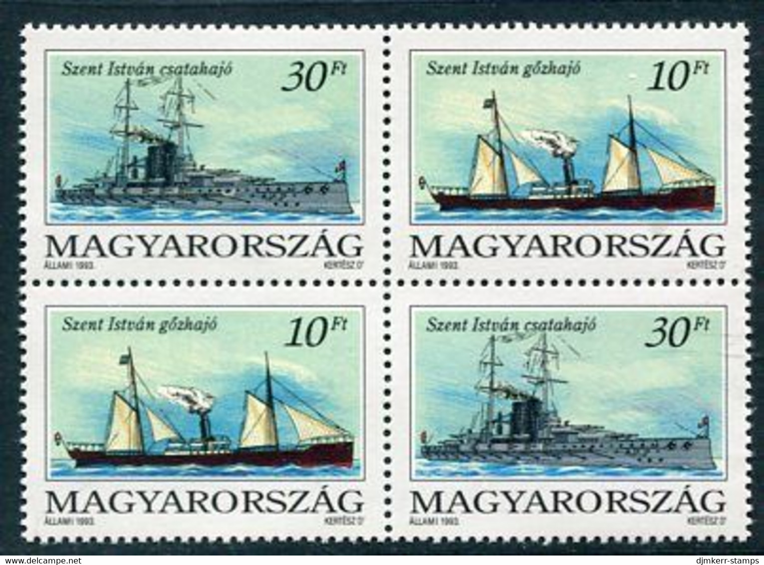 HUNGARY 1993 Ships Block Of 4 MNH / **.  Michel 4264-65 - Nuevos