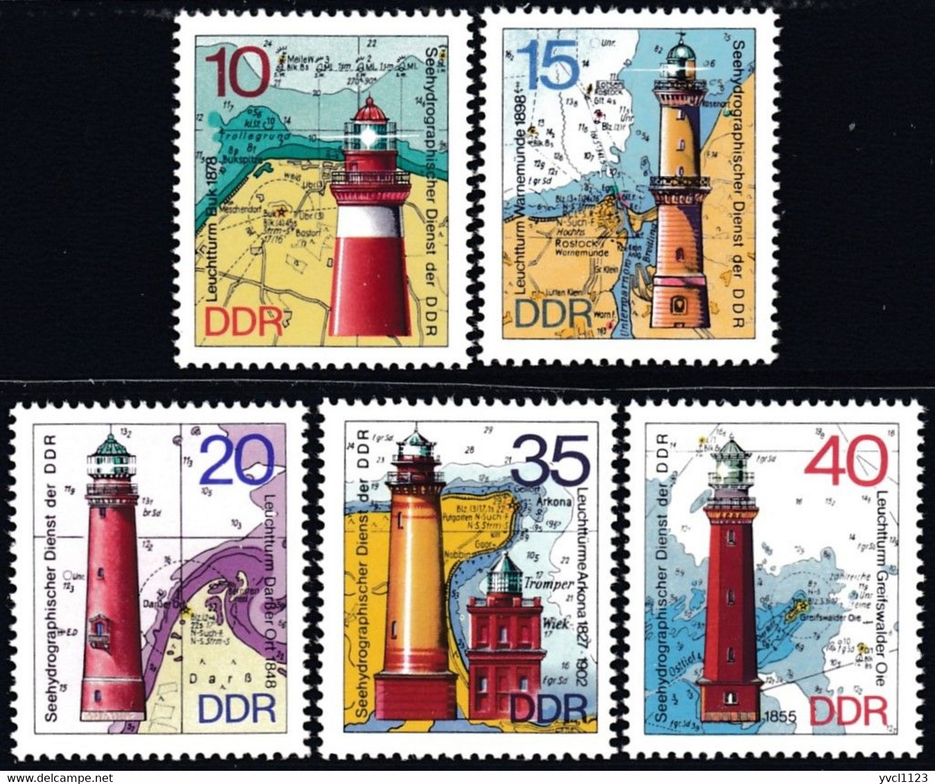 ! GERMAN DEMOCRATIC REPUBLIC - Scott #1553-1557 Lighthouses / Set Of 5 MNH Stamps (k5791) - Leuchttürme