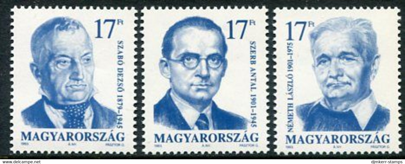 HUNGARY 1993 Literary Personalities MNH / **.  Michel 4257-59 - Neufs