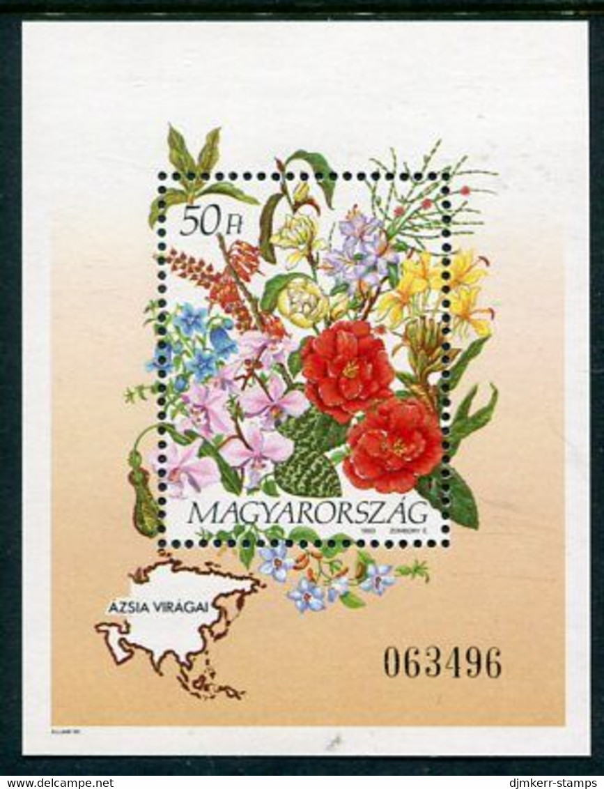 HUNGARY 1993 Flowers Of Asia Block  MNH / **.  Michel Block 224 - Unused Stamps