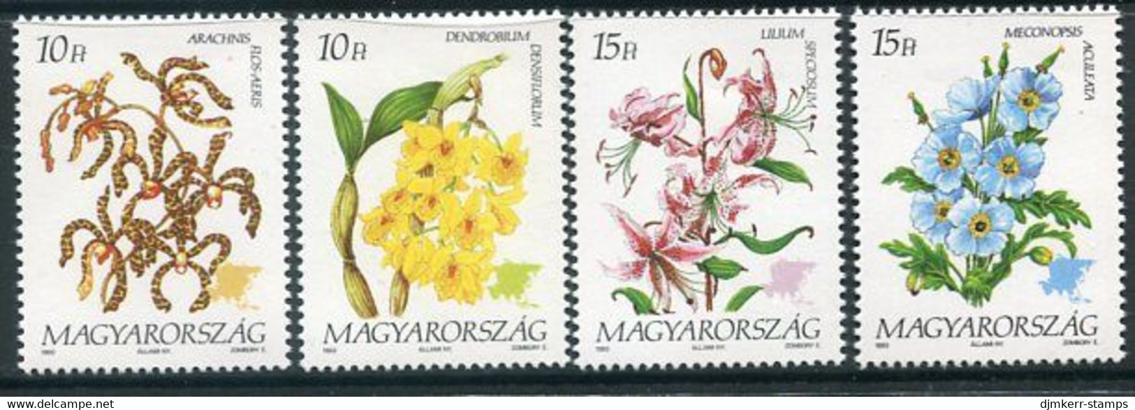 HUNGARY 1993 Flowers Of Asia MNH / **.  Michel 4228-31 - Unused Stamps