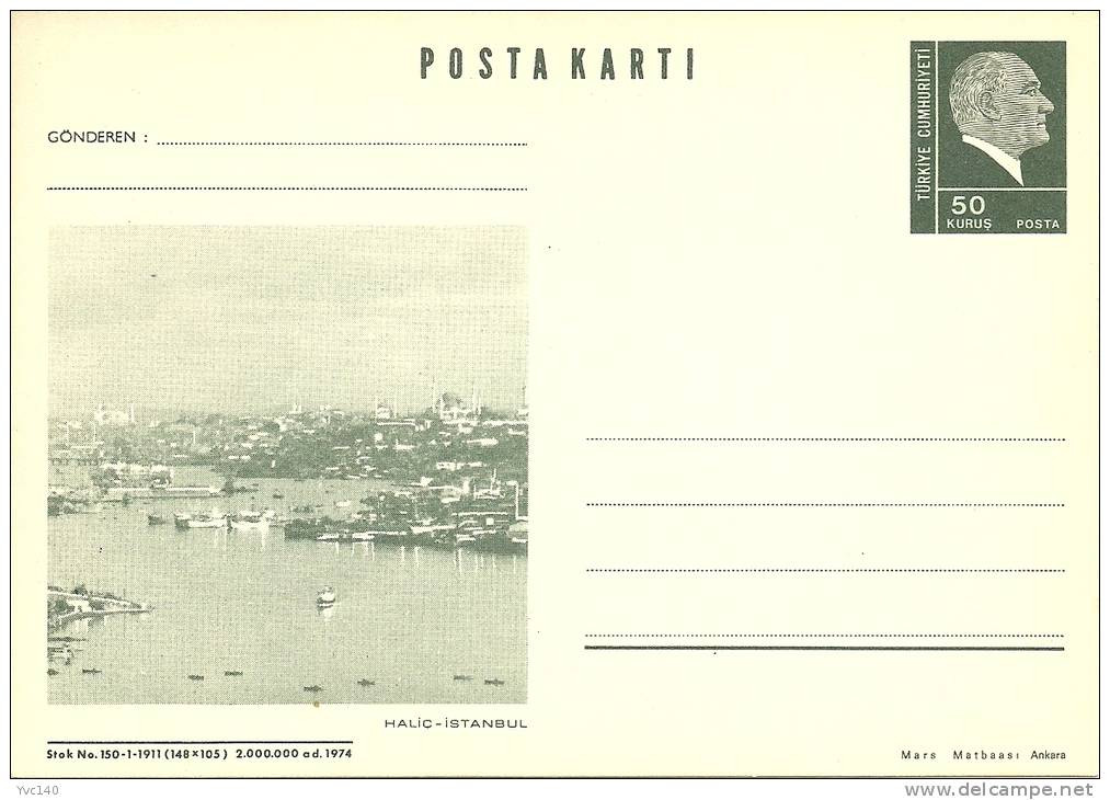 Turkey; 1974 Postal Stationery "Golden Horn" - Entiers Postaux