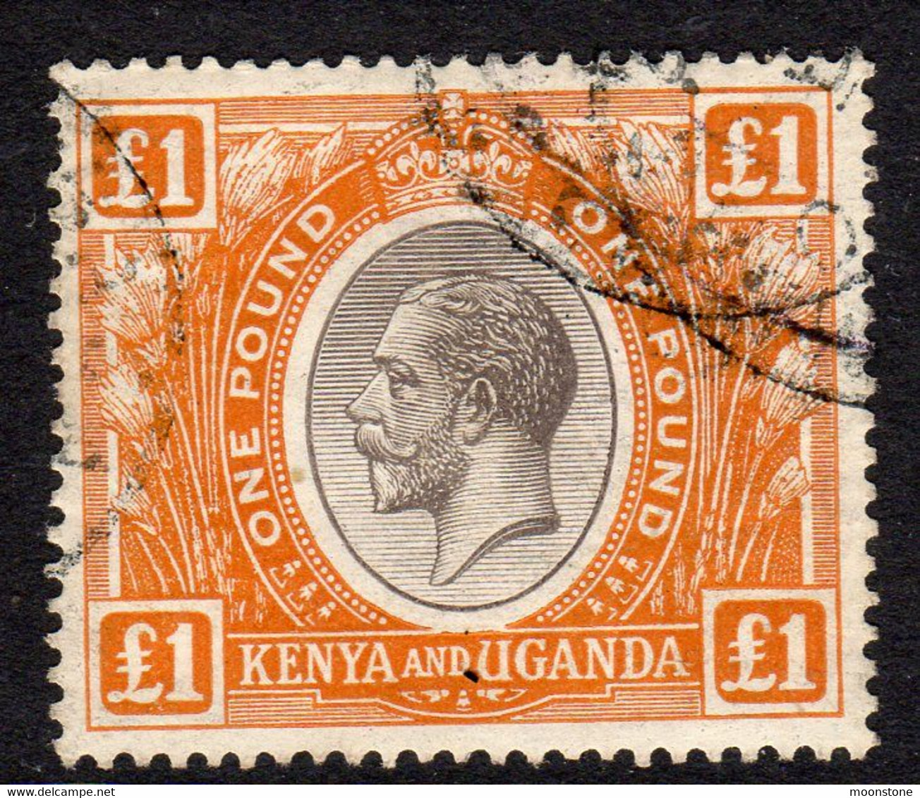 Kenya & Uganda 1922 £1 Black & Orange Definitive, Used, SG 95 (BA2) - Kenya & Oeganda