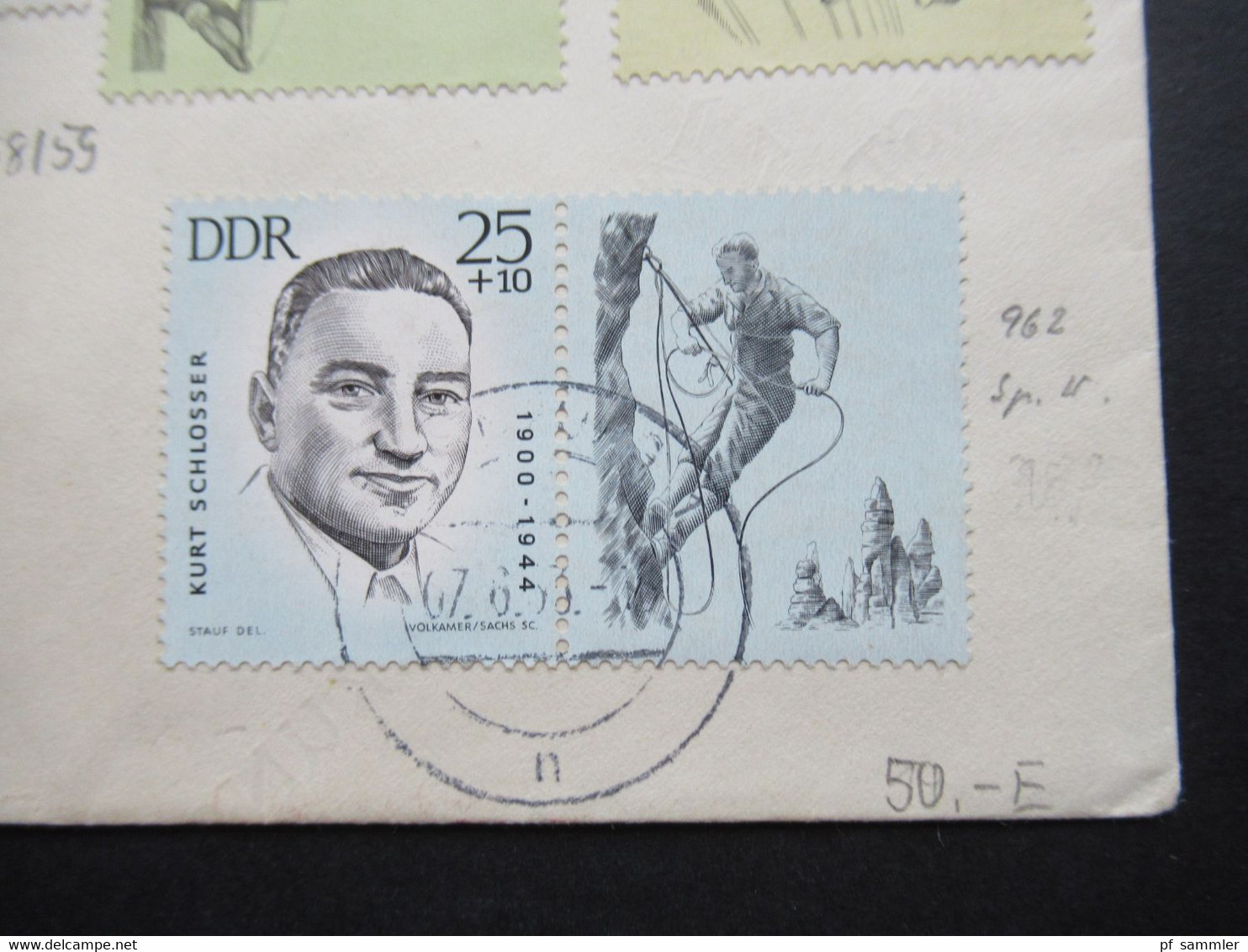 DDR 1963 Einschreiben Bernburg 1 Nach Heiligenhaus Düsseldorf MiF Zusammendrucke Ermorderte Antifaschistische Sportler - Cartas & Documentos