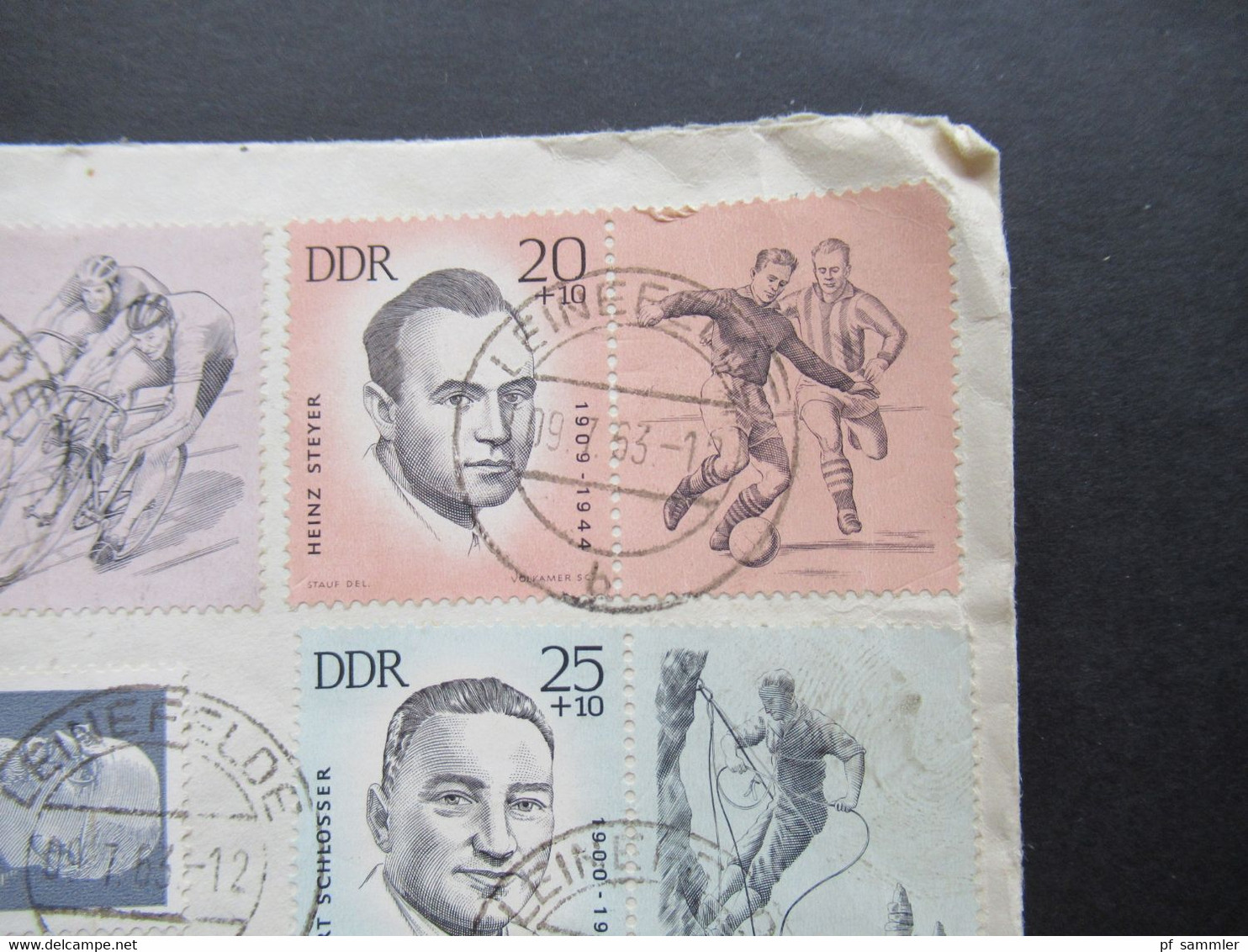 DDR 1963 Einschreiben Eilsendung Expres Leinefelde Land E 44 MiF Zusammendrucke Ermorderte Antifaschistische Sportler - Cartas & Documentos