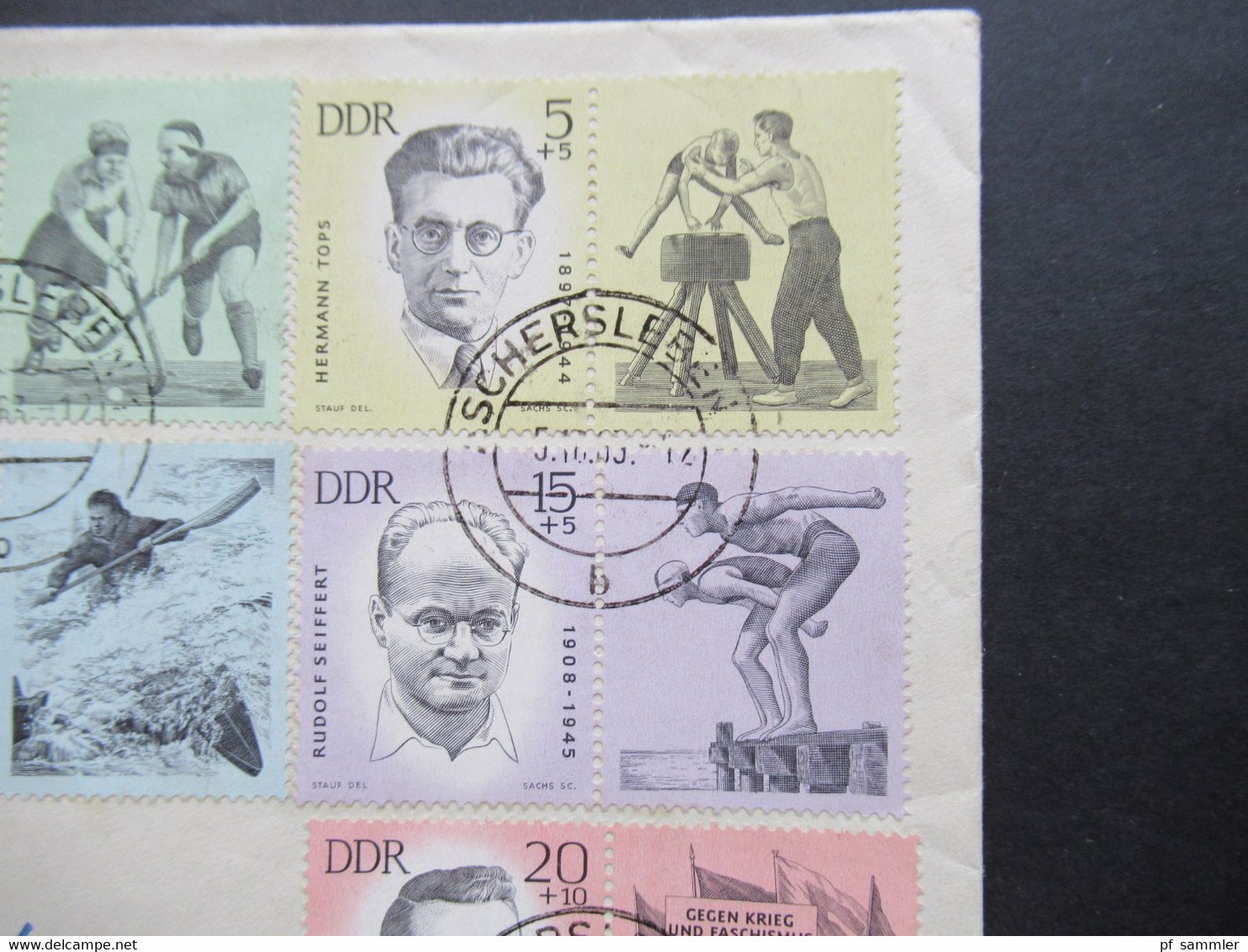 DDR 1963 Einschreiben Aschersleben Nach Heiligenhaus Düsseld MiF Zusammendrucke Ermorderte Antifaschistische Sportler II - Brieven En Documenten