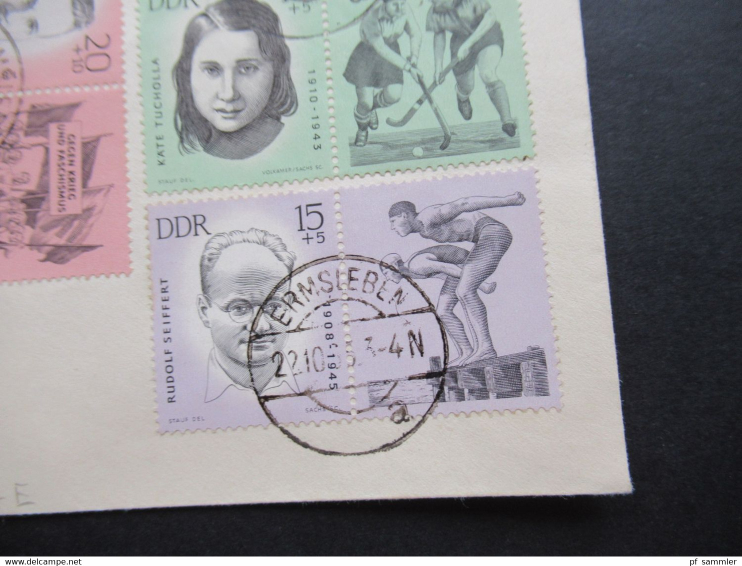 DDR 1963 Ersttagsbrief Umschlag Mit Tagesstempel Ermsleben MiF Zusammendrucke Ermorderte Antifaschistische Sportler II - Storia Postale