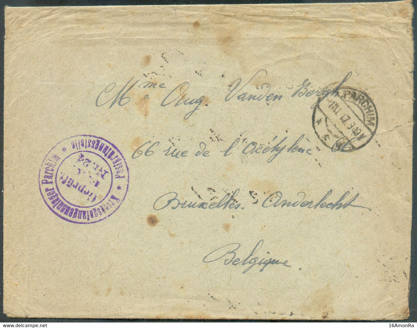 Enveloppe (prisonnier Belge) Dc PARCHIM 1.11 1917 + Dc Kriegsgefangenenlager Parchim * Postprüfungsstelle Geprüft F.a. N - Prisoners