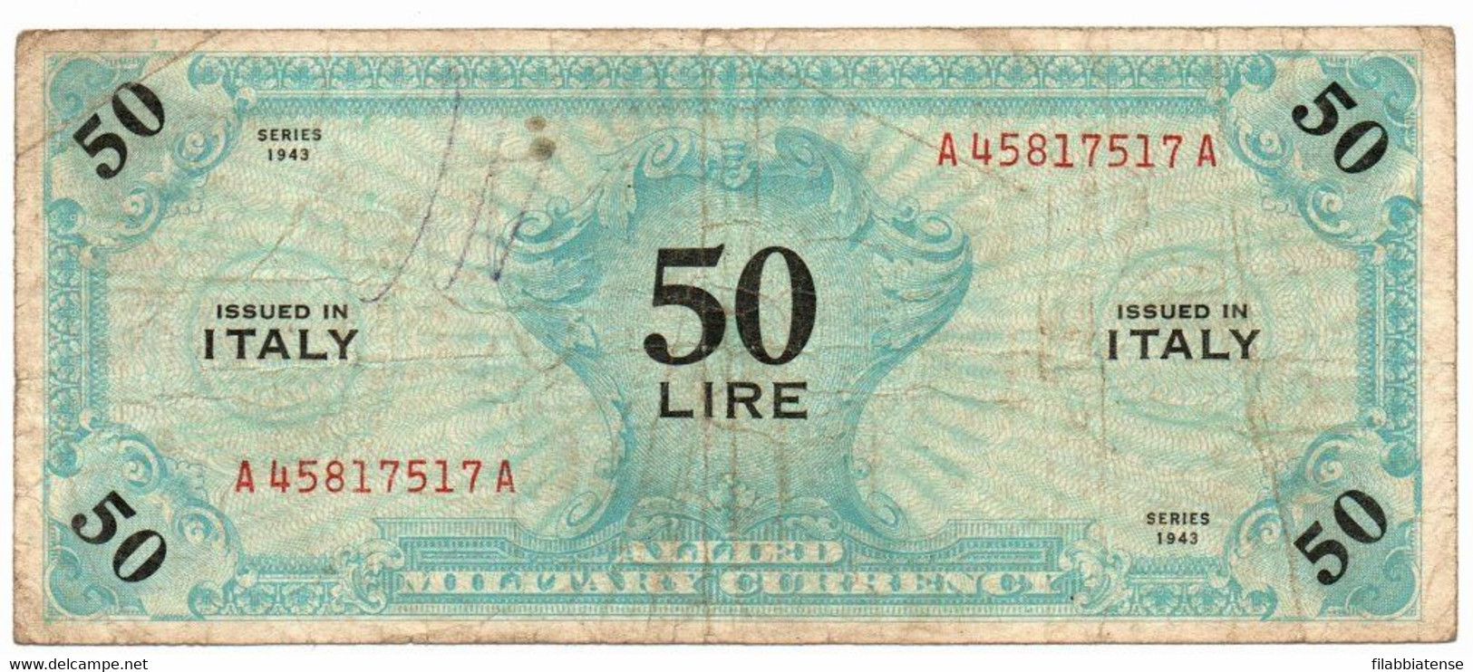 Italia - Occupazione Alleata 50 Lire 1943 Flc - Ocupación Aliados Segunda Guerra Mundial