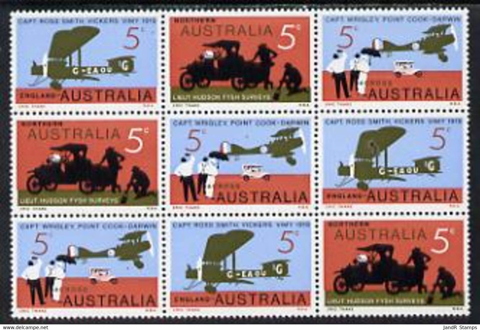Australia 1969 Flight Anniversary Se-tenant Block Of 9 (ASC 372ya) U/m C A$70 - Mint Stamps