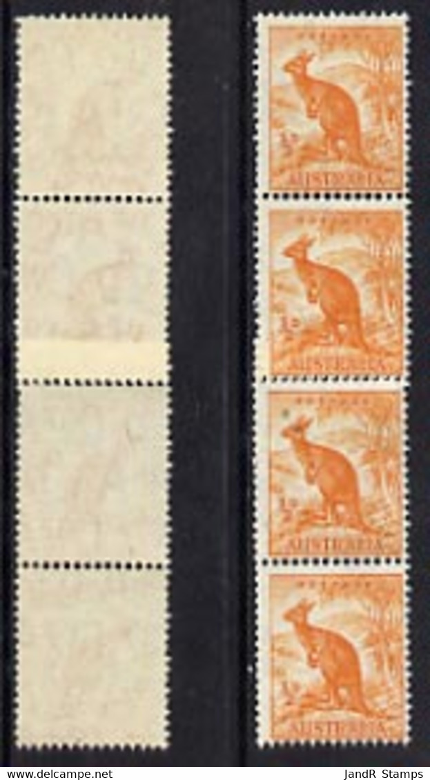 Australia 1937-49 KG6 Kangaroo 1/2d Coil Join Strip Of 4 U/m, SG 179a - Nuevos