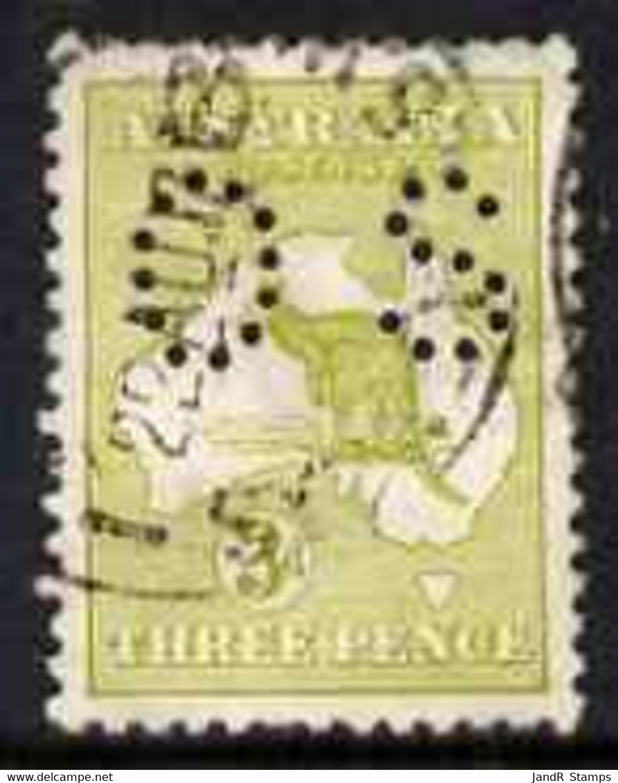 Australia 1915-28 OFFICIAL Roo 3d Yellow-olive Die II With OS Perfin Cds Used SG O45d - Mint Stamps